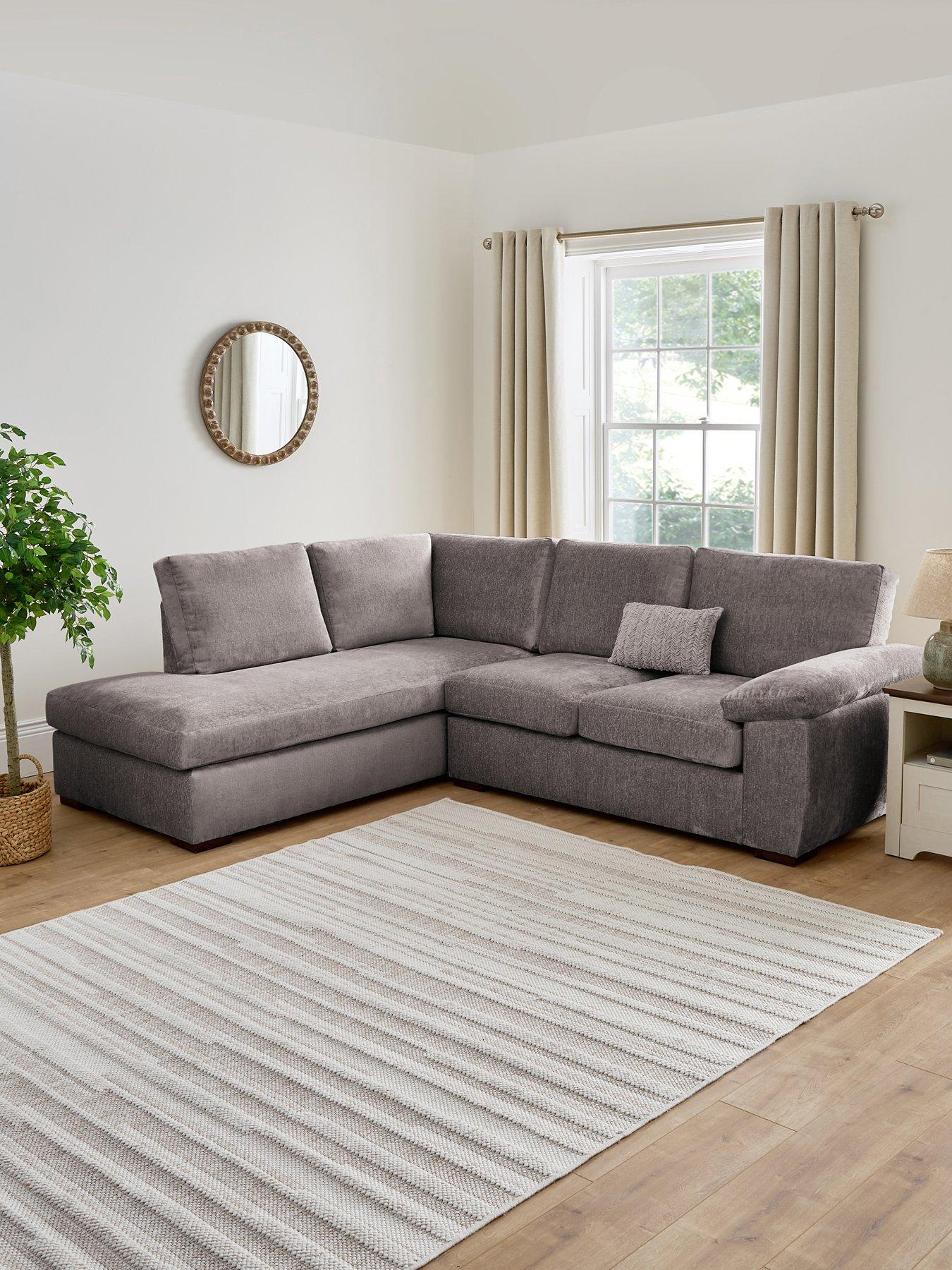 The Very Collection Salerno Standard Seater Fabric Left Hand Corner Chaise Sofa - Grey - FSC® Certified