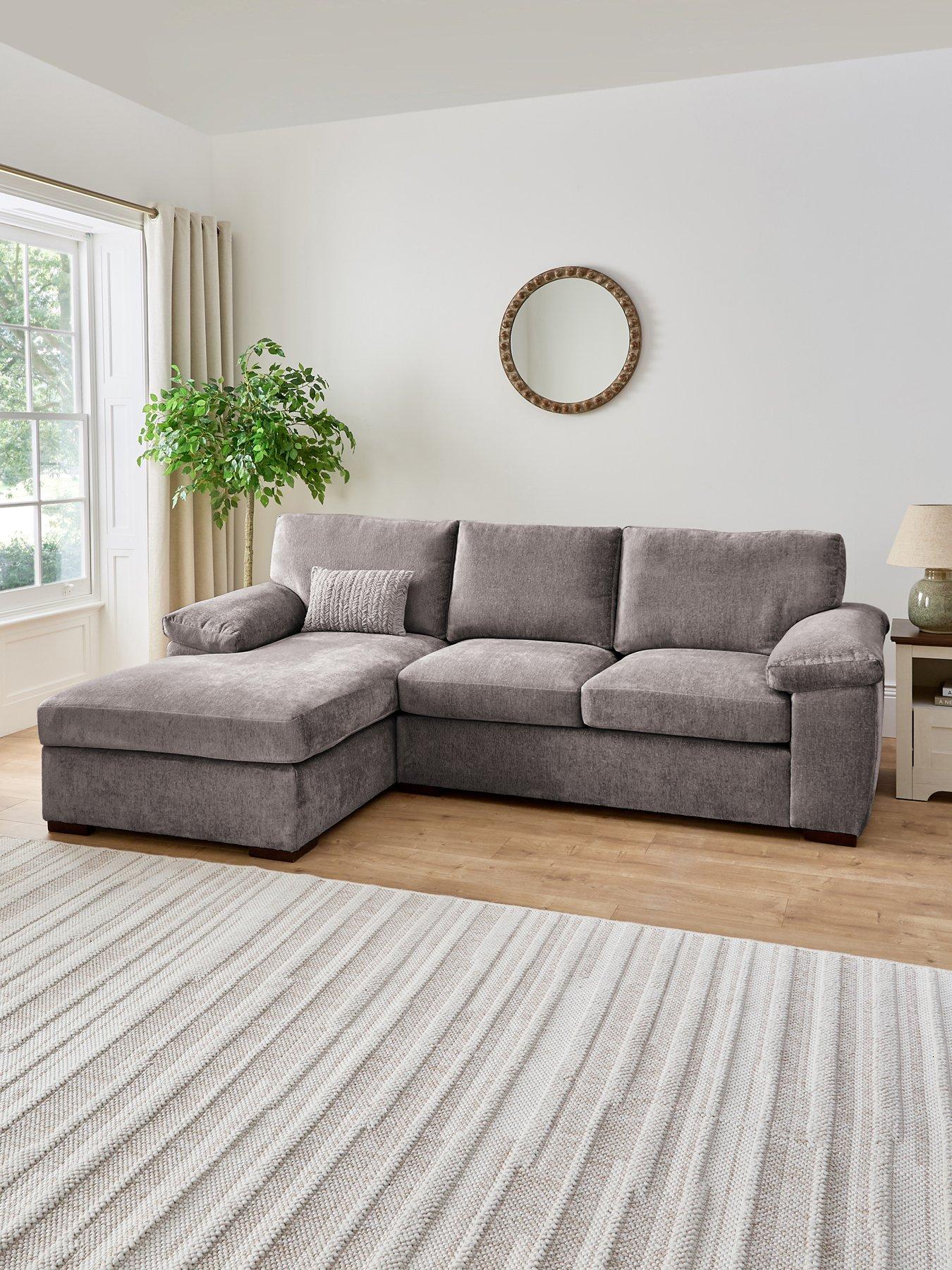 The Very Collection Salerno Standard Back Fabric Left Hand 3 Seater Chaise Sofa - Grey - FSC® Certified