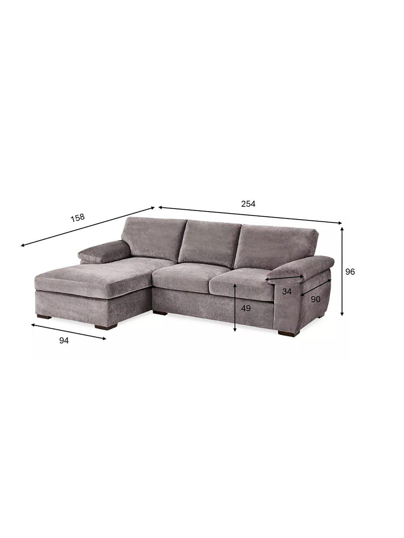 Image 7 of 7 of Very Home Salerno Standard Back Fabric Left Hand 3 Seater Chaise Sofa - Grey - FSC&reg; Certified
