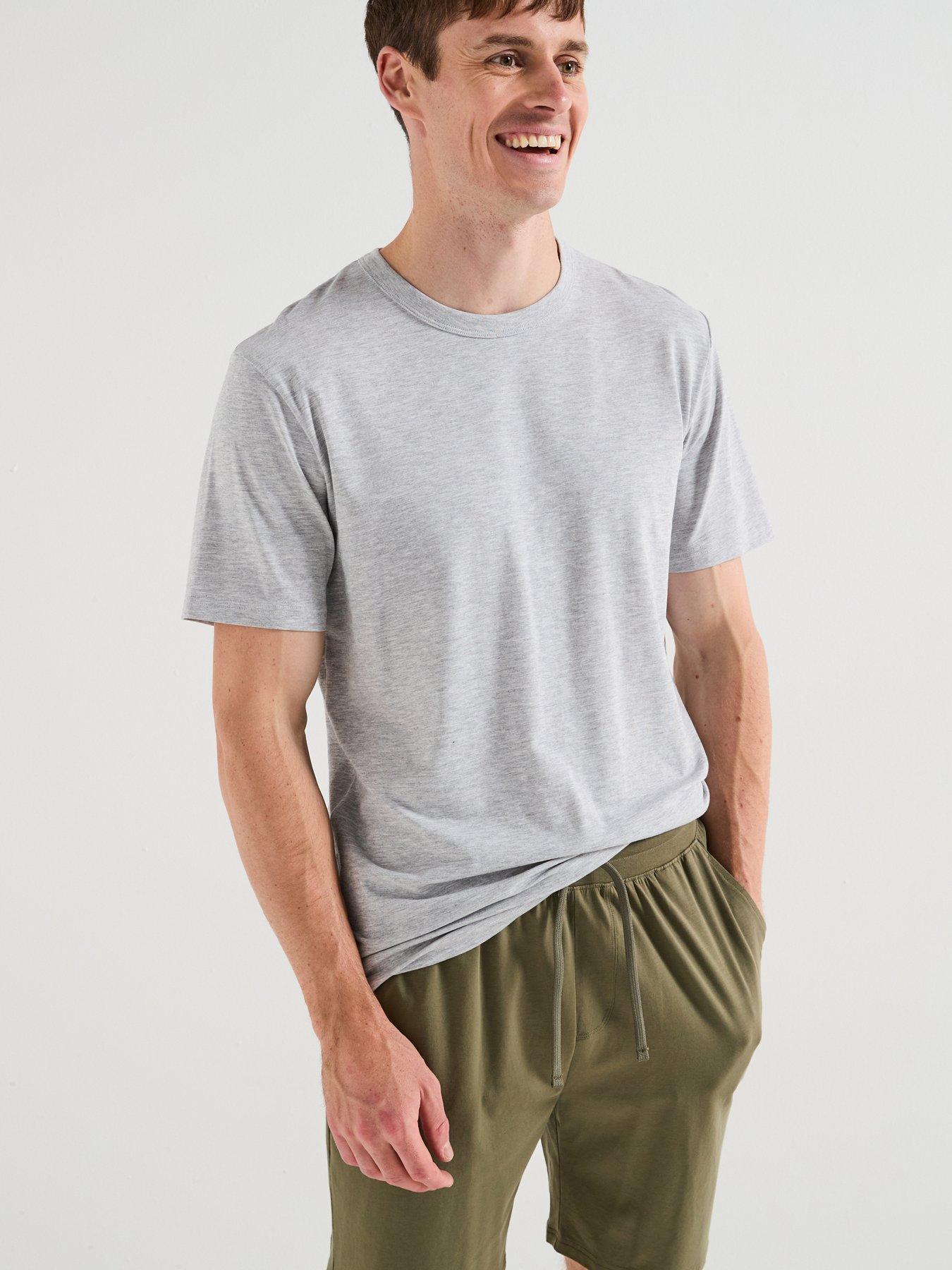 undefined T-Shirt and Shorts PJ Set - Khaki/Grey