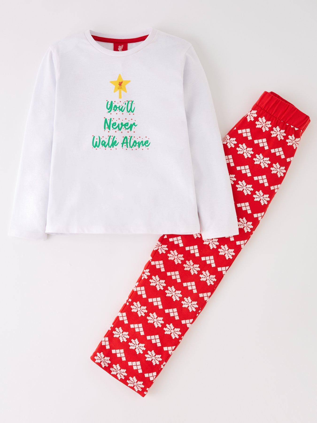 Image 2 of 5 of Liverpool FC Kids Family Christmas LFC You'll Never Walk Alone PJ - Red/White