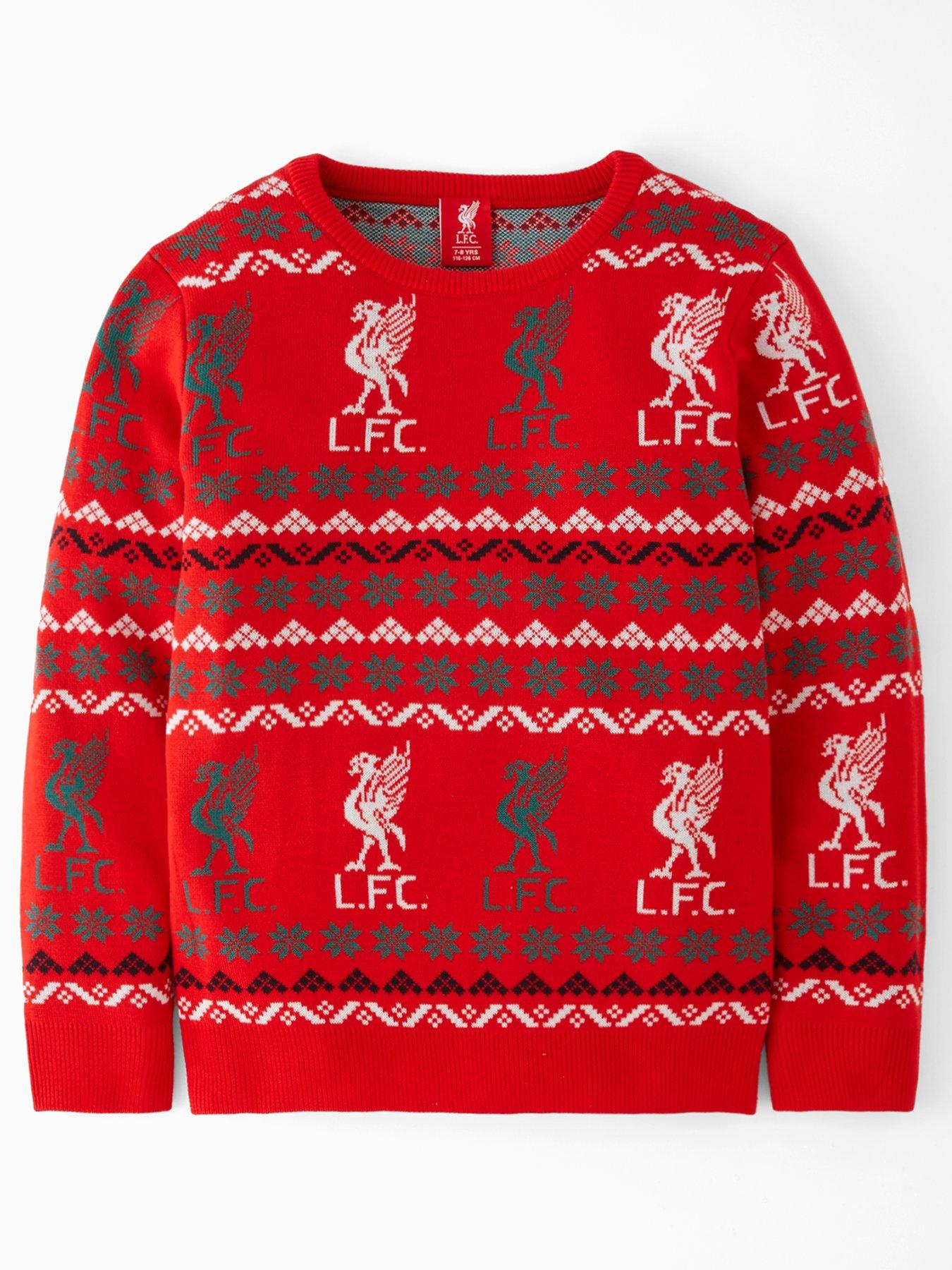  image of liverpool-fc-junior-fairisle-christmas-jumper-red