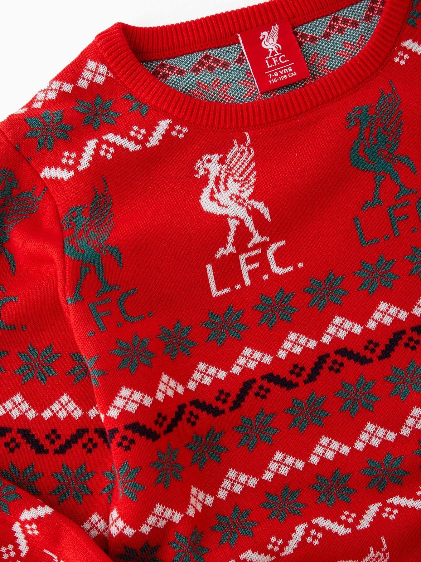  image of liverpool-fc-junior-fairisle-christmas-jumper-red