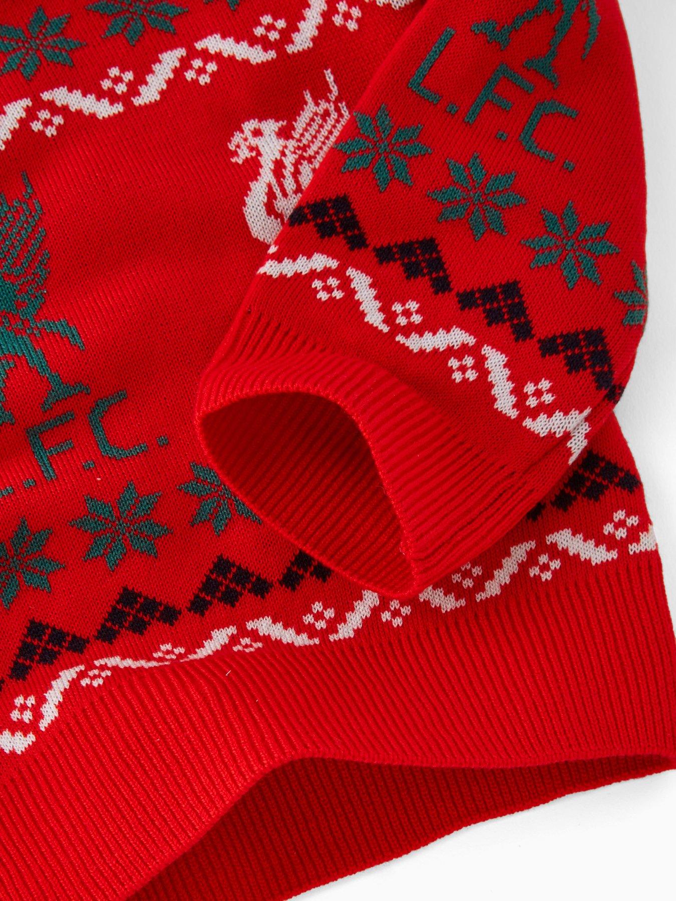  image of liverpool-fc-junior-fairisle-christmas-jumper-red