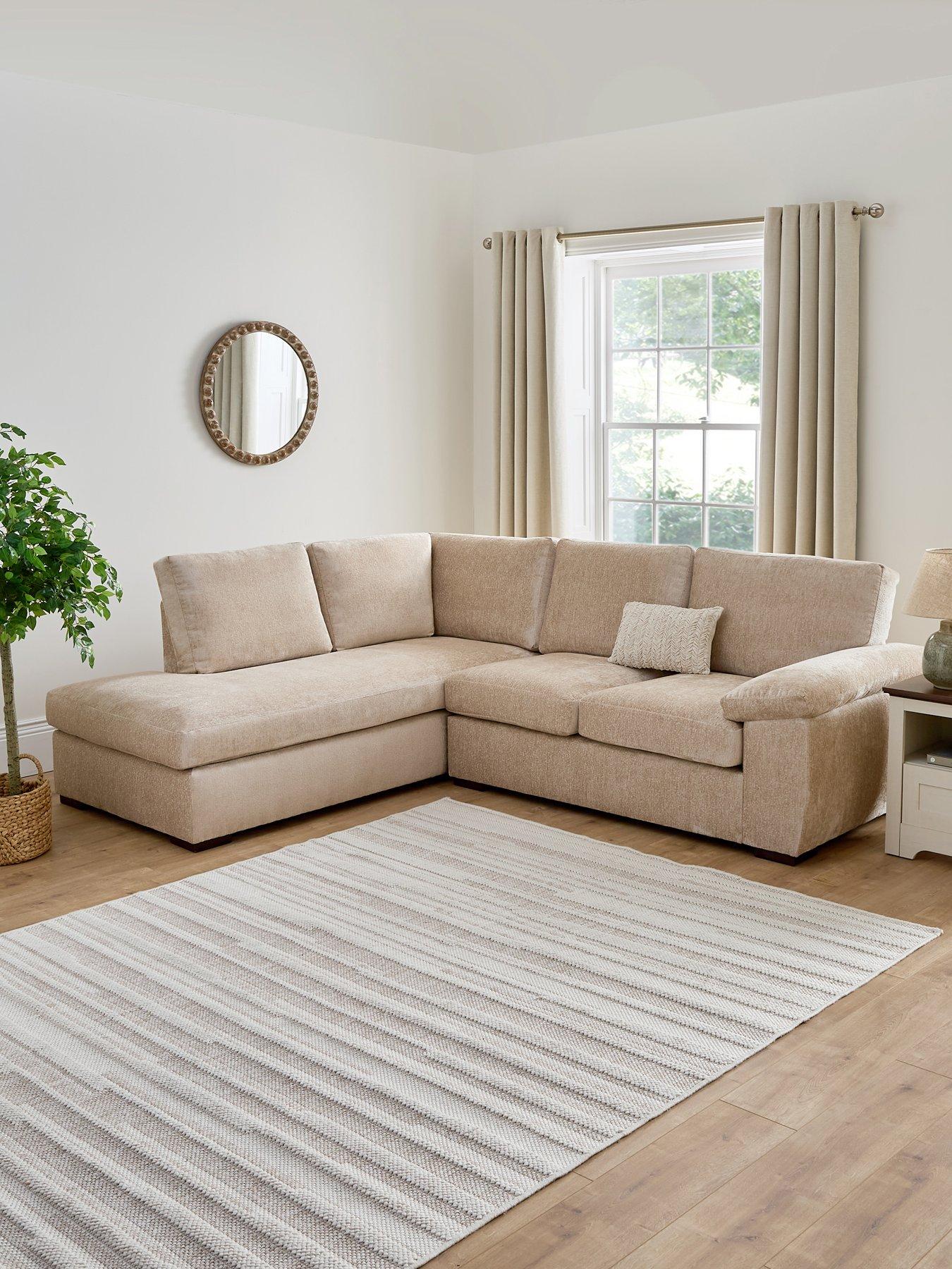 Image 1 of 7 of Very Home Salerno Standard Back&nbsp;Fabric Left Hand Corner Chaise Sofa in Natural - FSC&reg; Certified