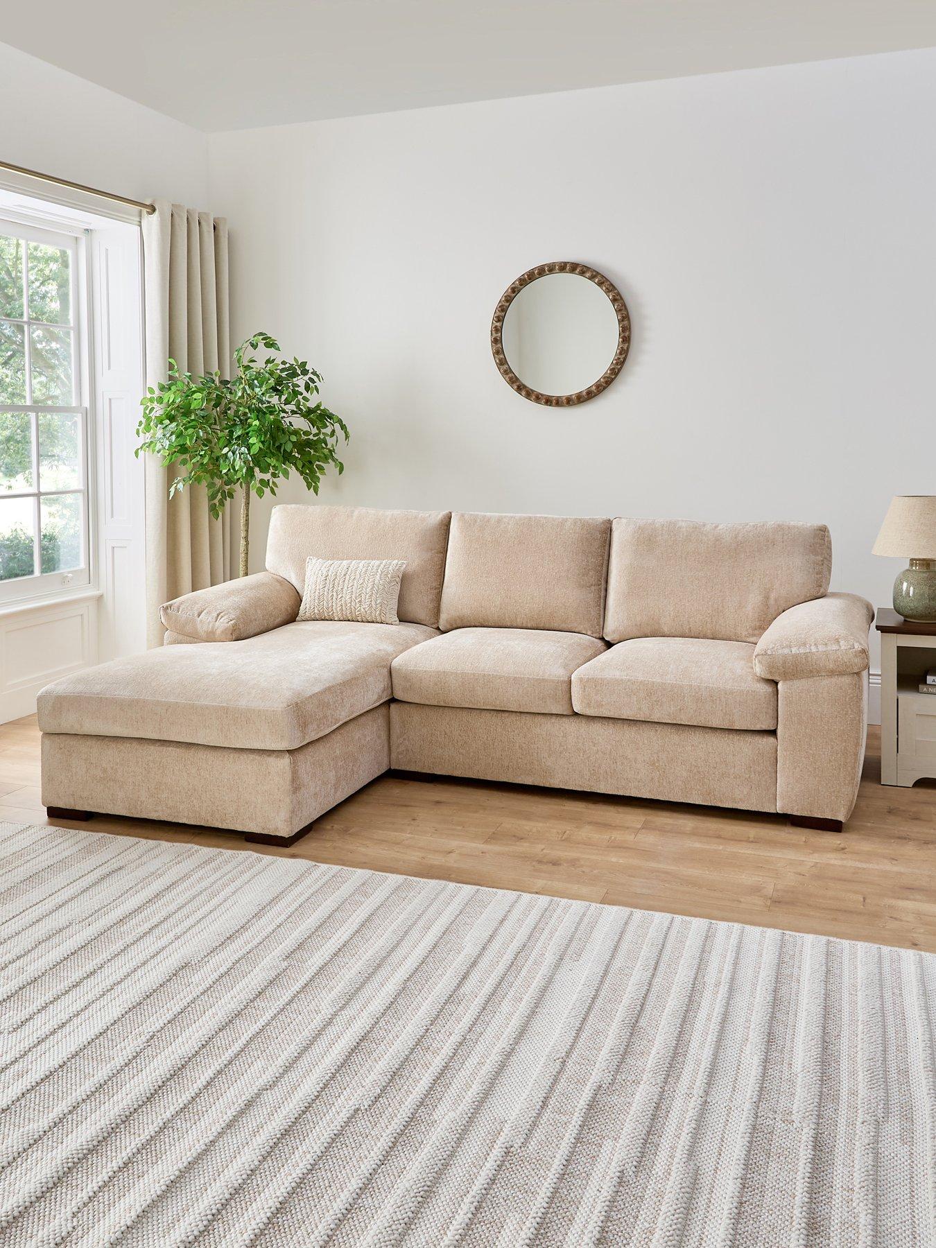 The Very Collection Salerno Standard Back Fabric Left Hand 3 Seater Chaise Sofa - Natural  - FSC® Certified