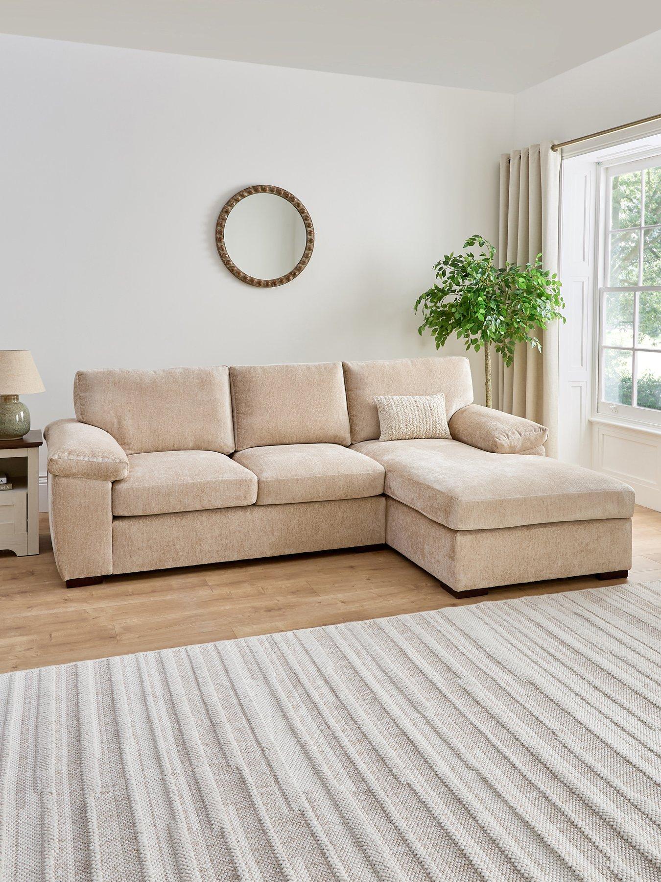 Image 1 of 7 of The Very Collection Salerno Standard Back Fabric Right Hand 3 Seater Chaise Sofa - Natural - FSC&reg; Certified