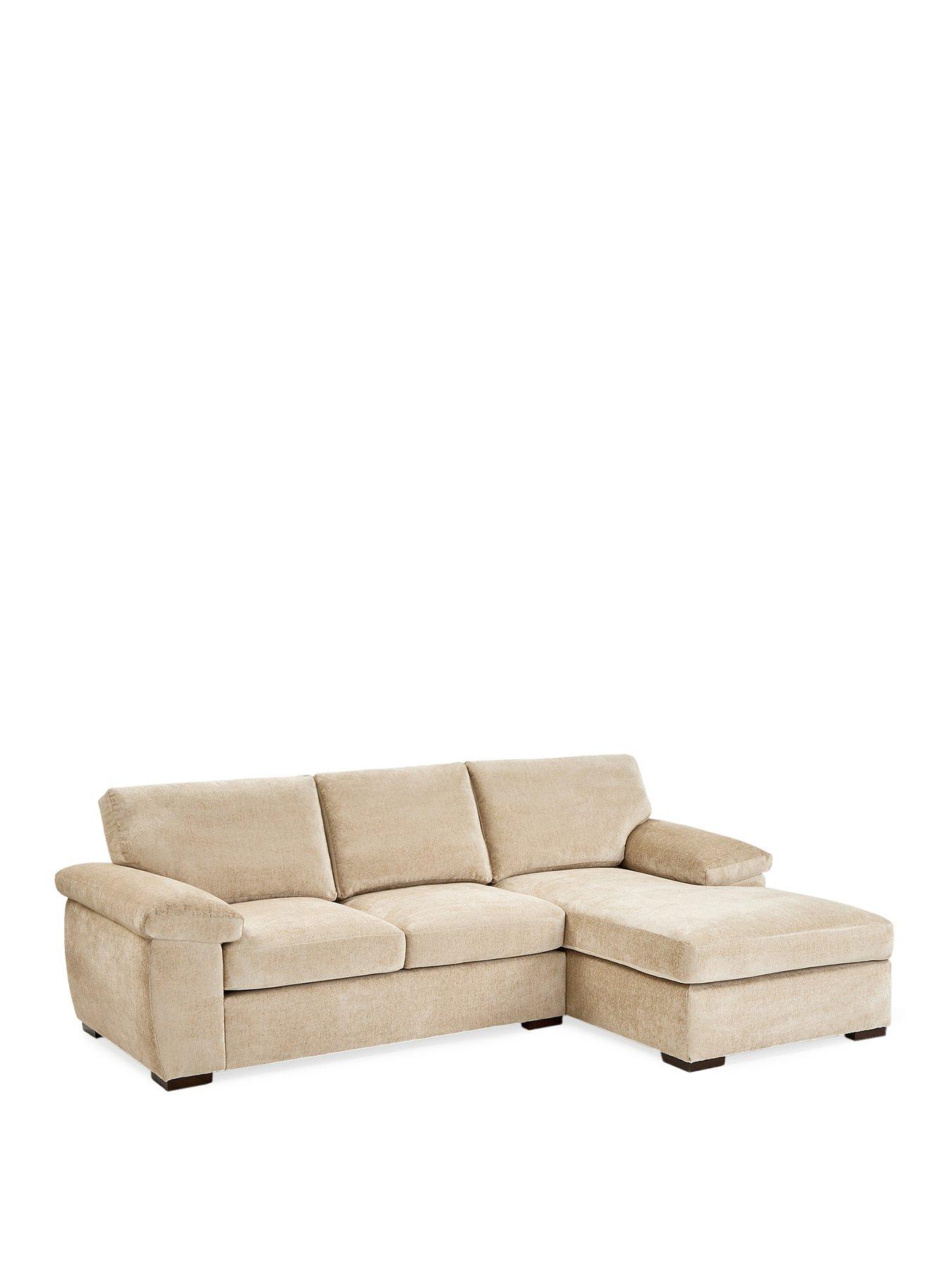  image of very-home-salerno-standard-back-fabric-right-hand-3-seater-chaise-sofa-natural-fscreg-certified
