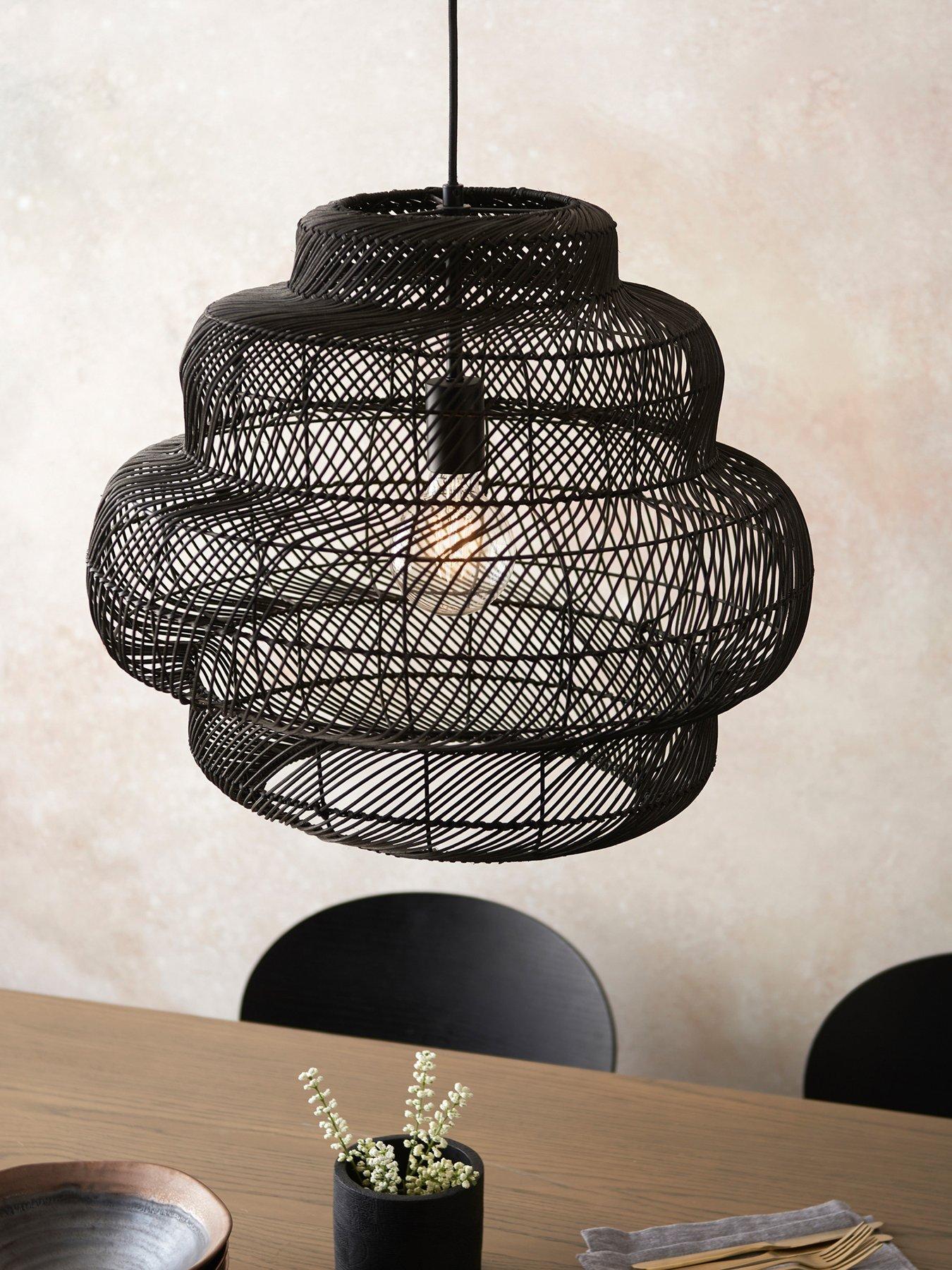  image of gallery-tenoko-1-pendant-light-black-rattan