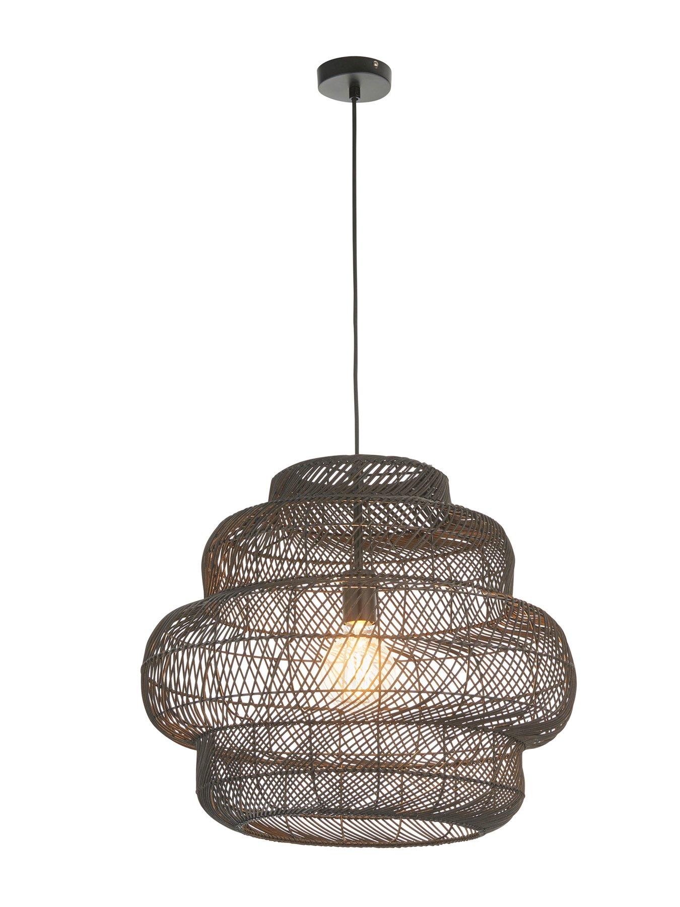  image of gallery-tenoko-1-pendant-light-black-rattan