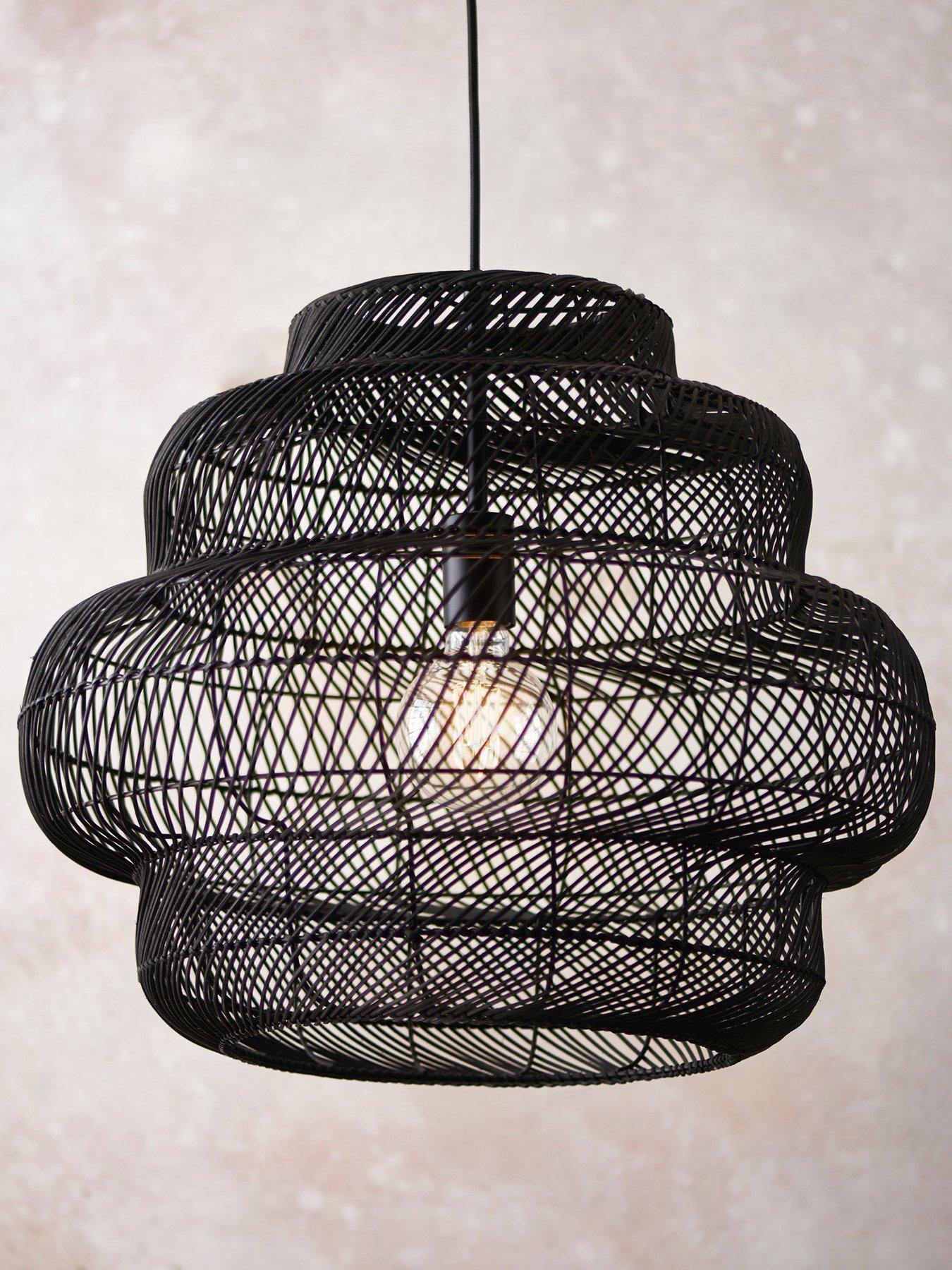  image of gallery-tenoko-1-pendant-light-black-rattan