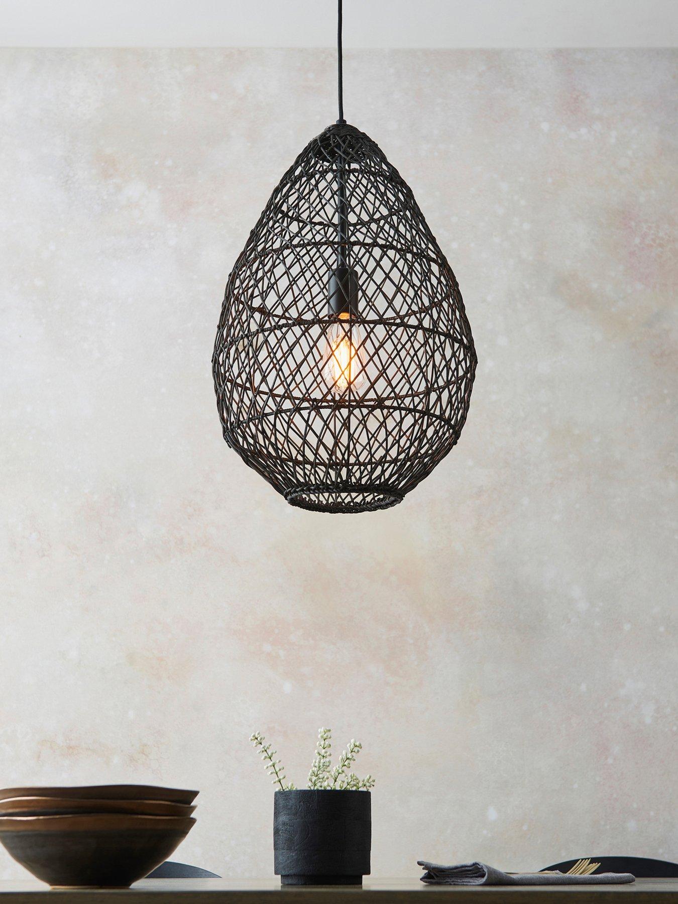  image of gallery-pimva-1-pendant-light-black-rattan