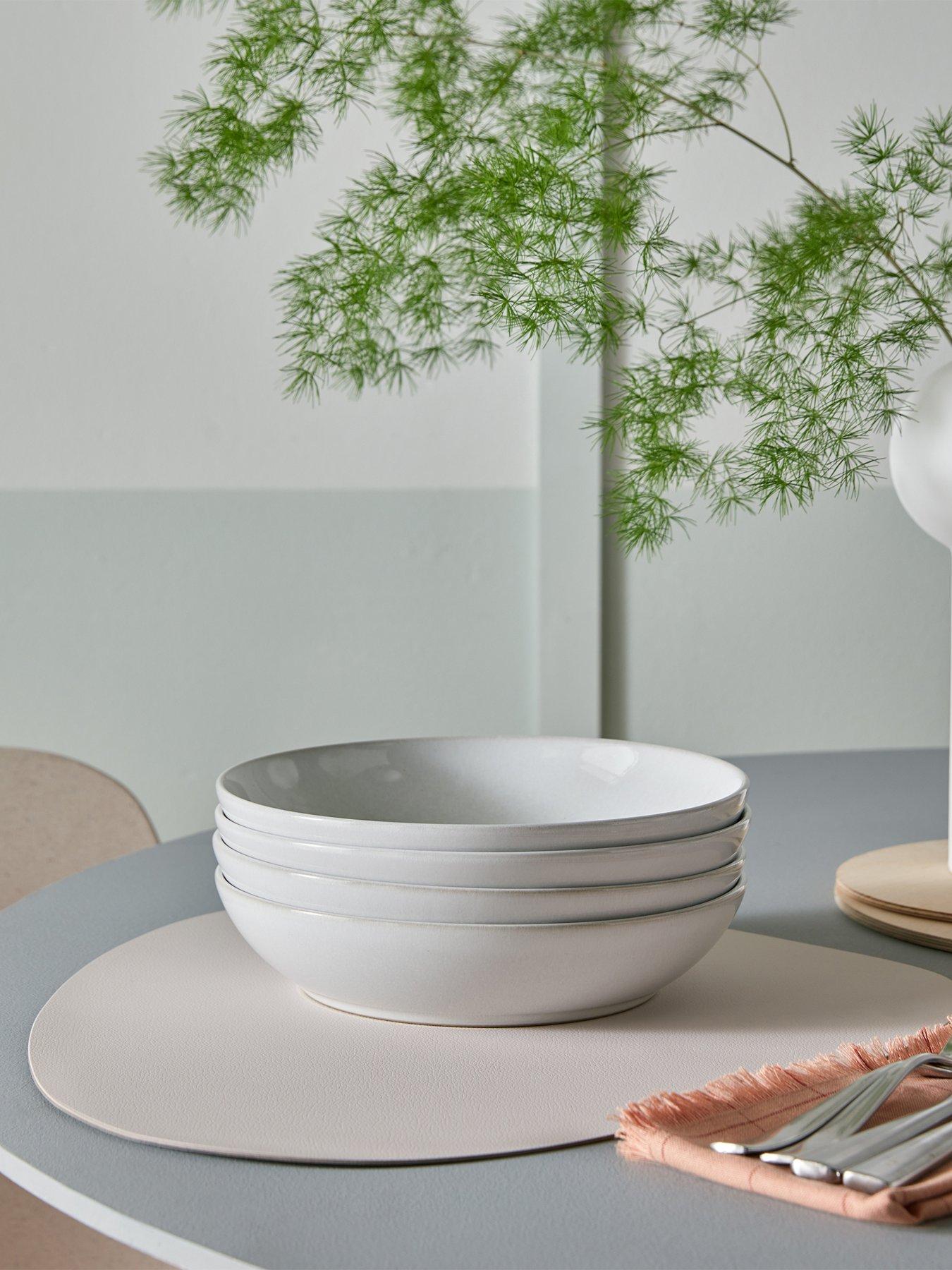 undefined Cotton White Set of 4 Pasta Bowls