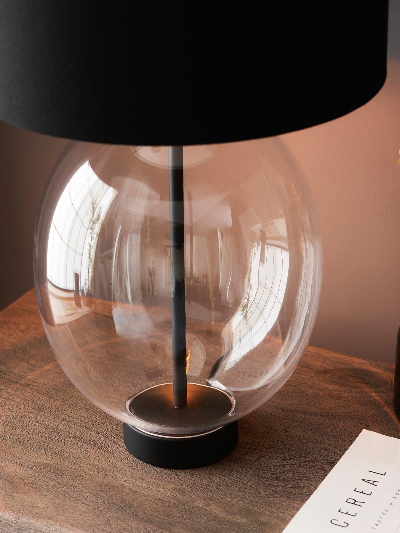  image of gallery-kelda-oval-table-lamp-clear-glass-black