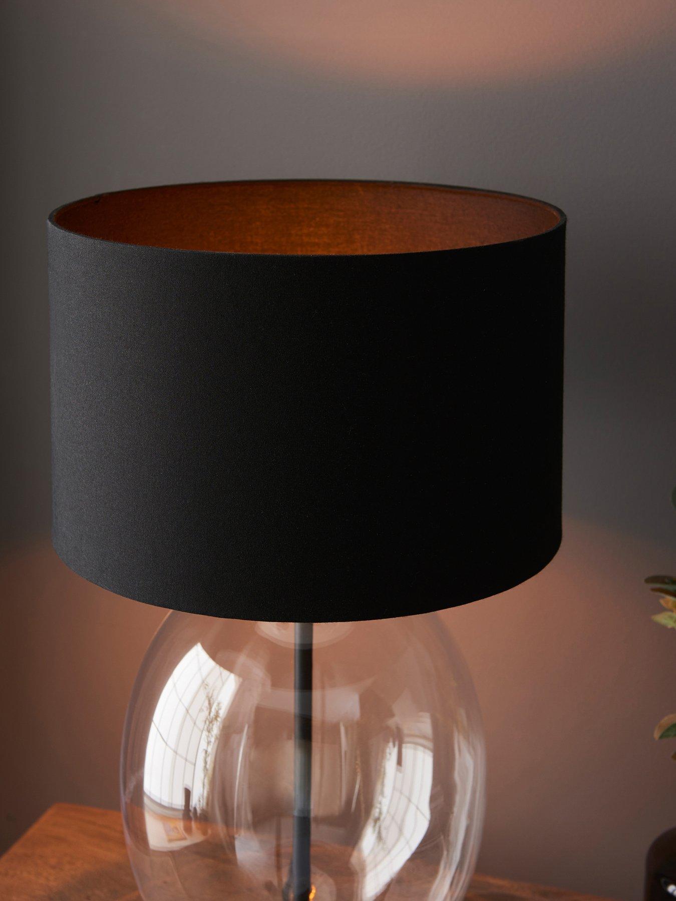  image of gallery-kelda-oval-table-lamp-clear-glass-black