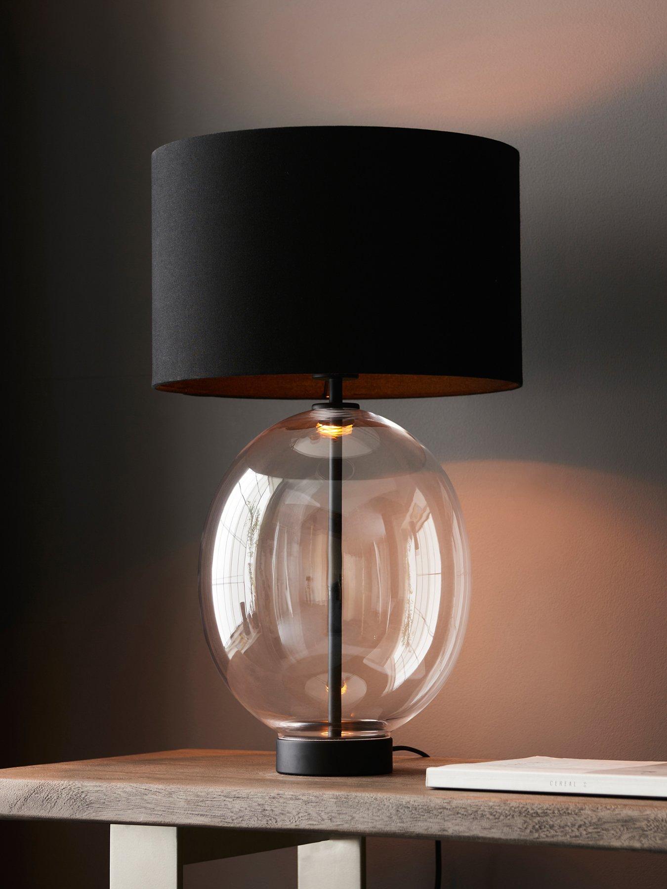  image of gallery-kelda-oval-table-lamp-clear-glass-black