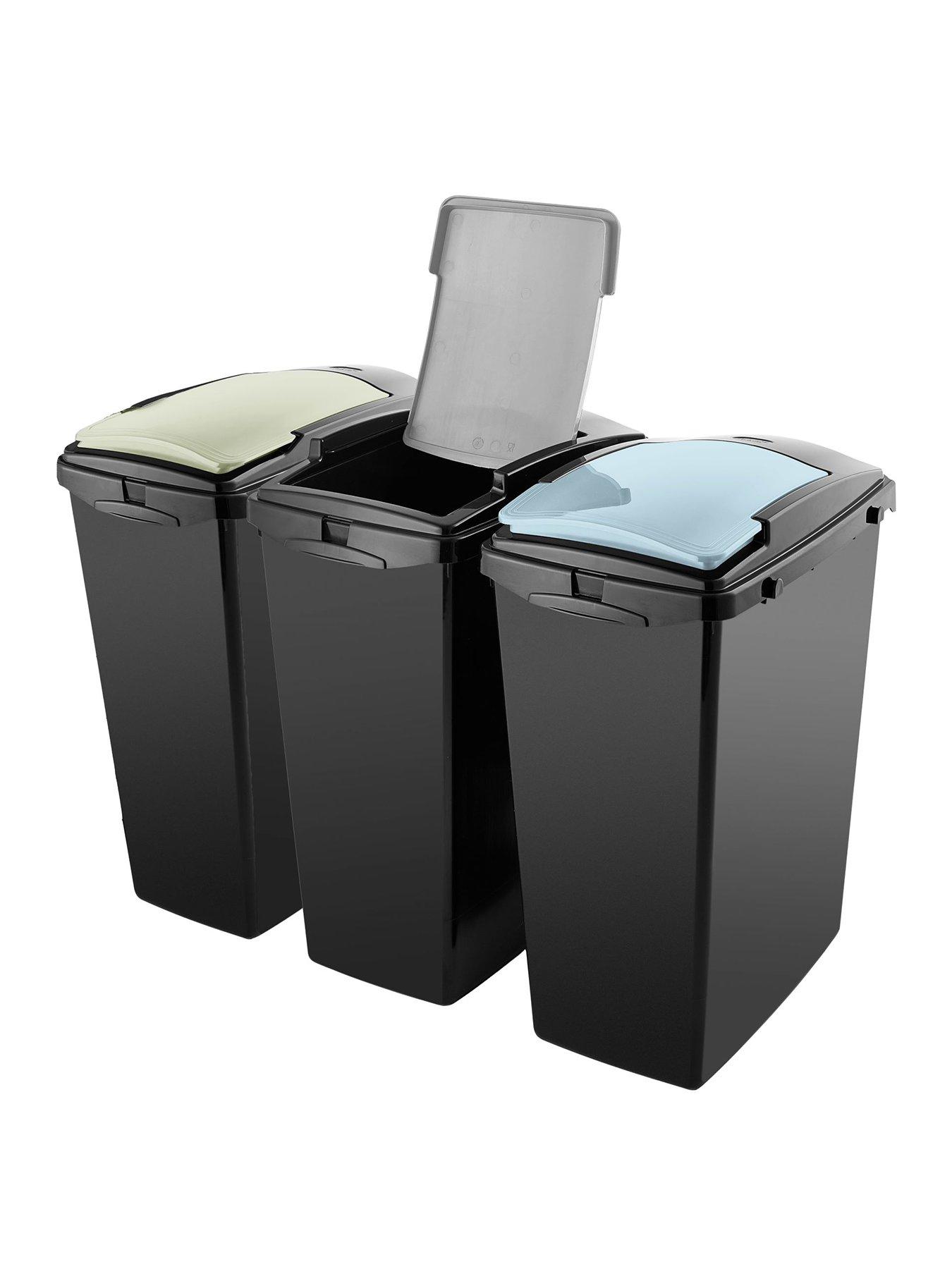 Image 1 of 8 of Addis Set of 3 40ltr Recycling Bins - Green, Blue &amp; Grey