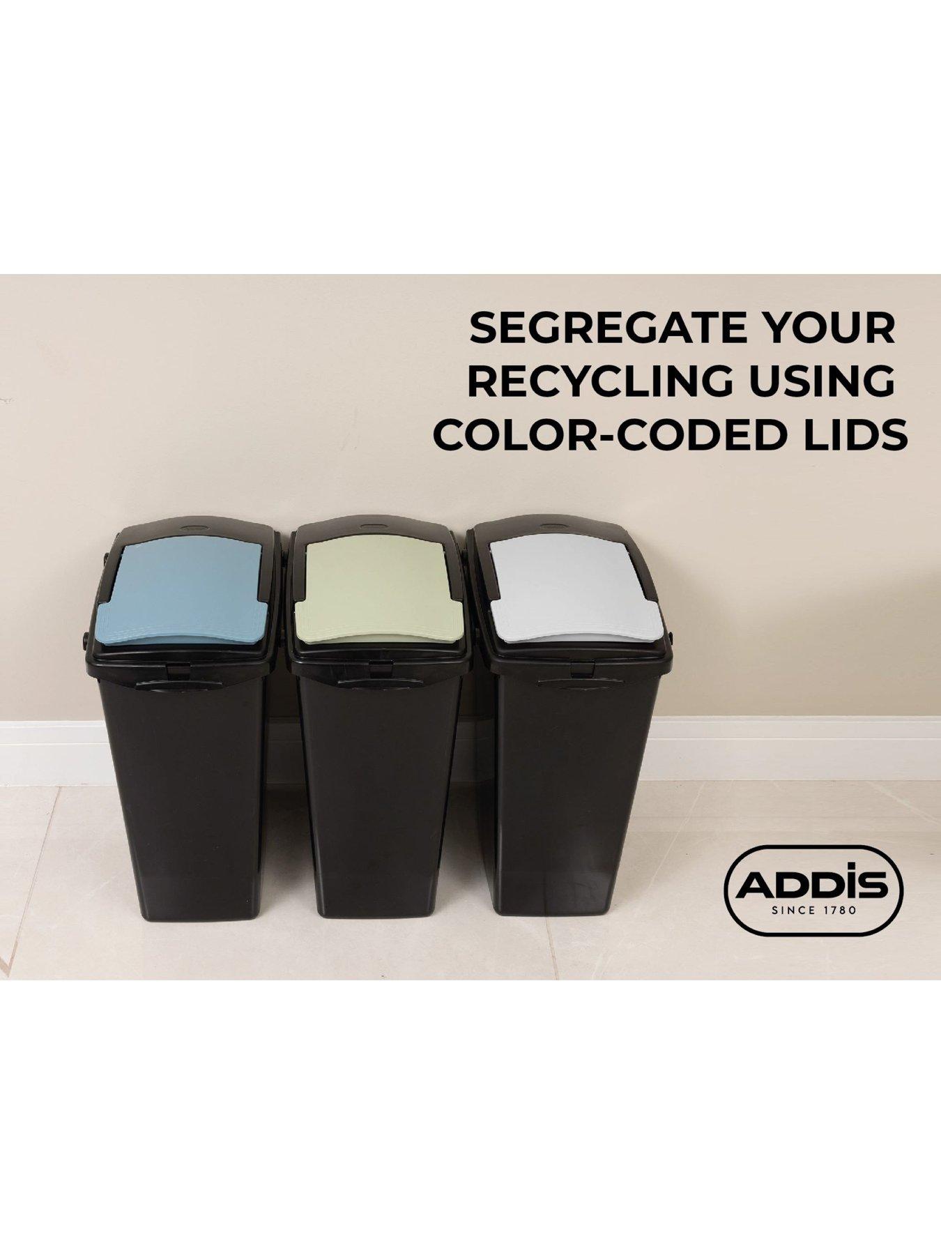 Image 2 of 8 of Addis Set of 3 40ltr Recycling Bins - Green, Blue &amp; Grey