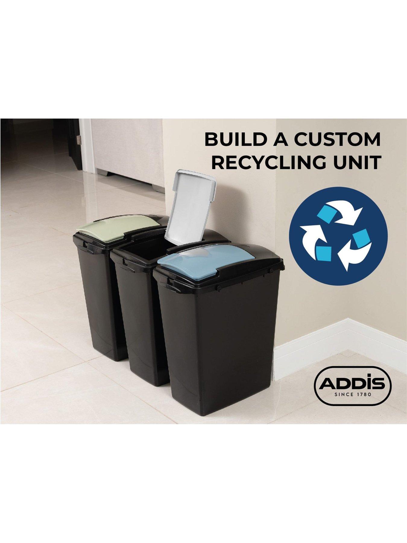 Image 3 of 8 of Addis Set of 3 40ltr Recycling Bins - Green, Blue &amp; Grey