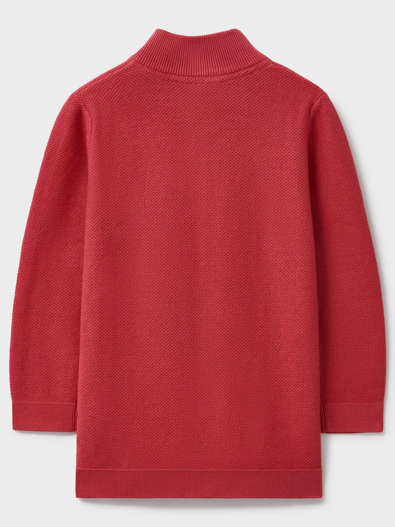  image of crew-clothing-boys-cotton-half-zip-knitted-jumper-red