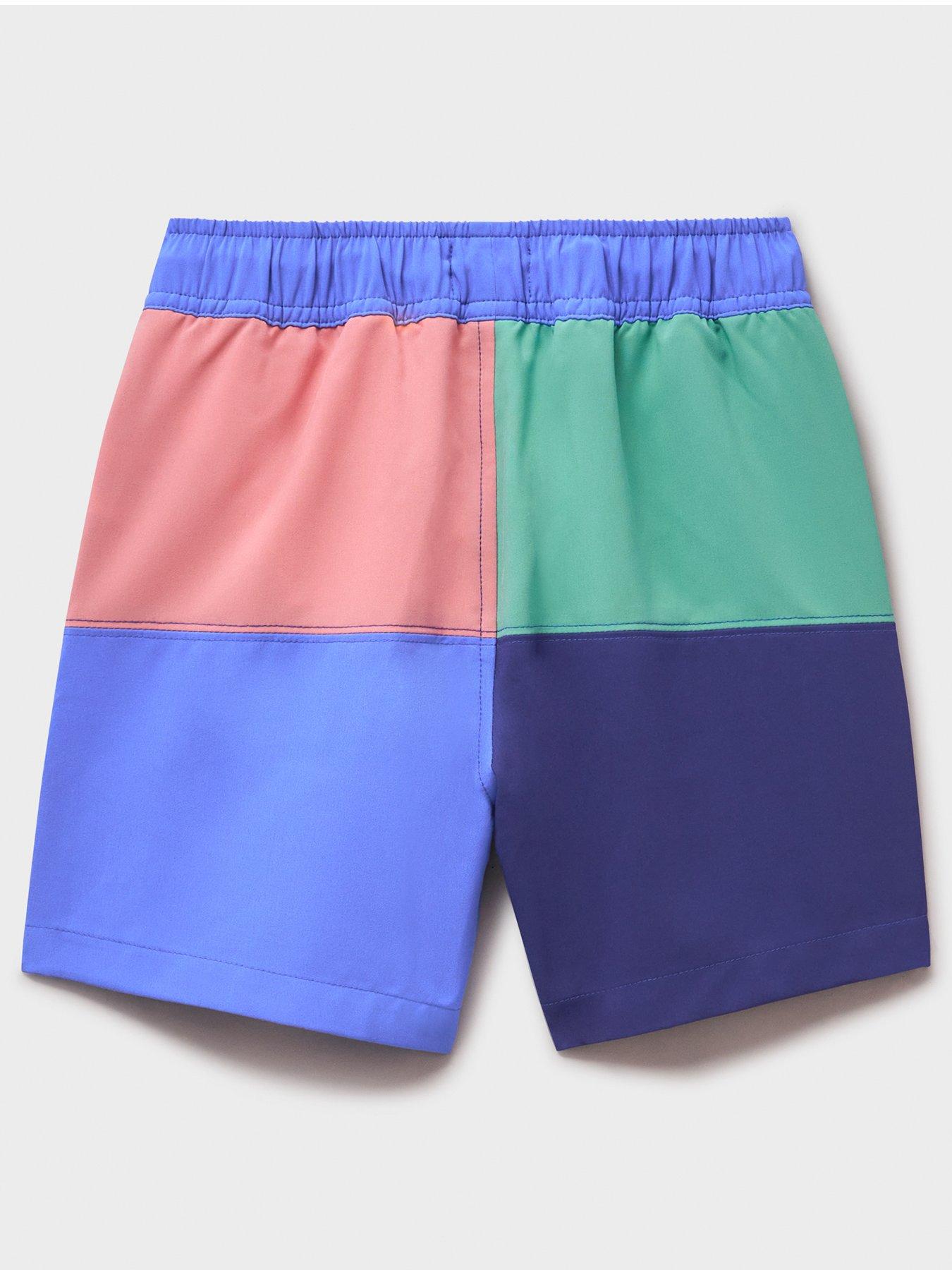  image of crew-clothing-boys-printed-swim-shorts-blue