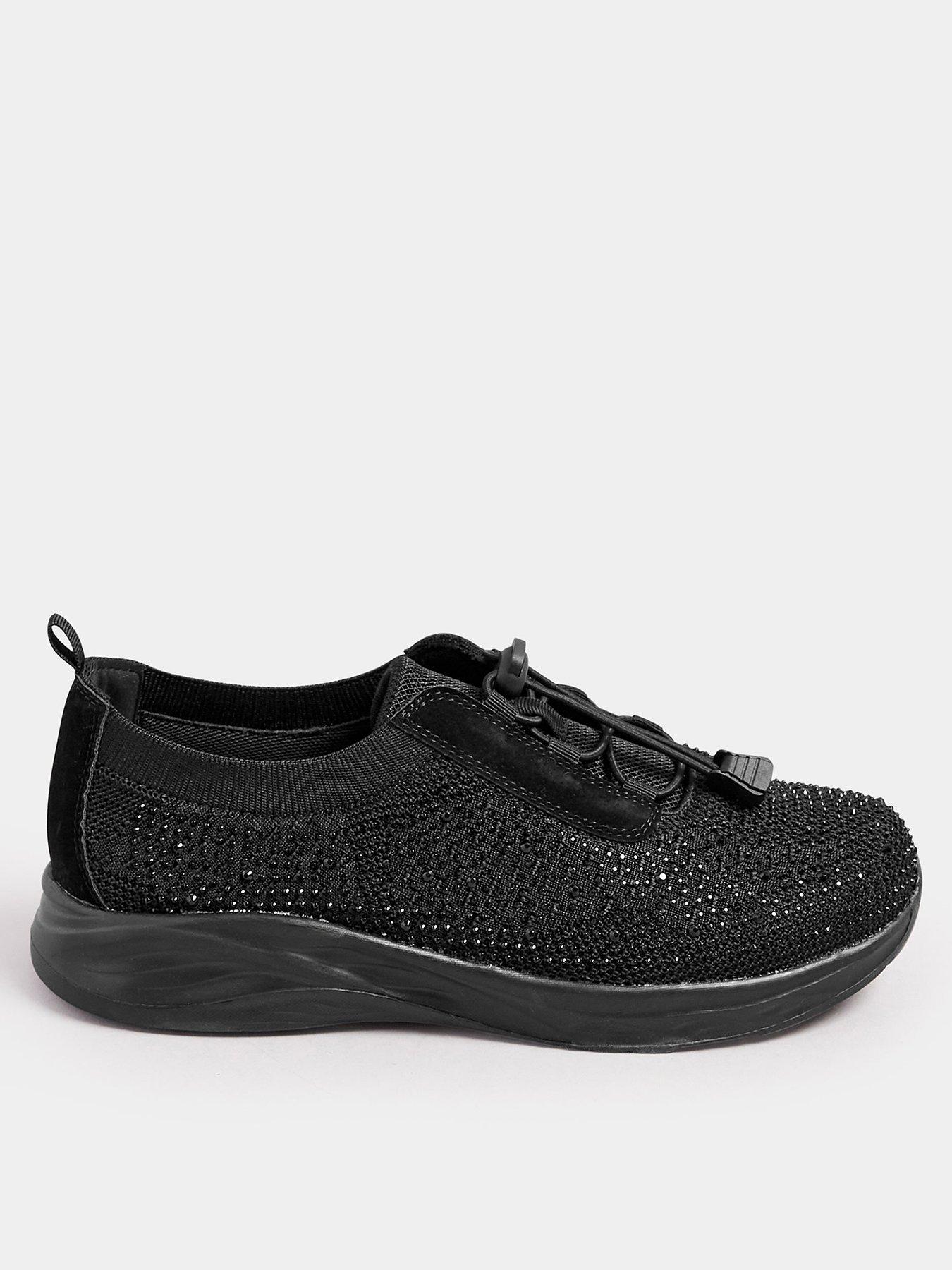 undefined Extra Wide Fit Diamante Toggle Trainer - Black