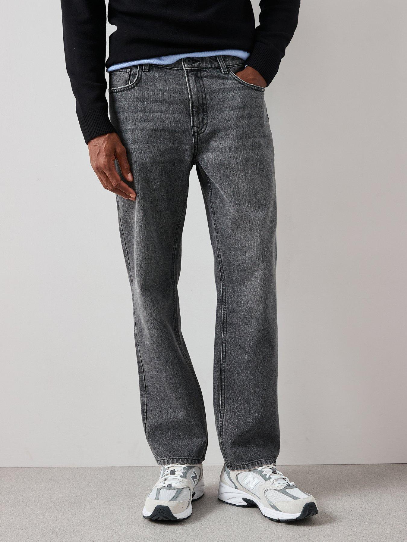  image of the-very-collection-straight-fit-jeans-with-stretch-washed-black