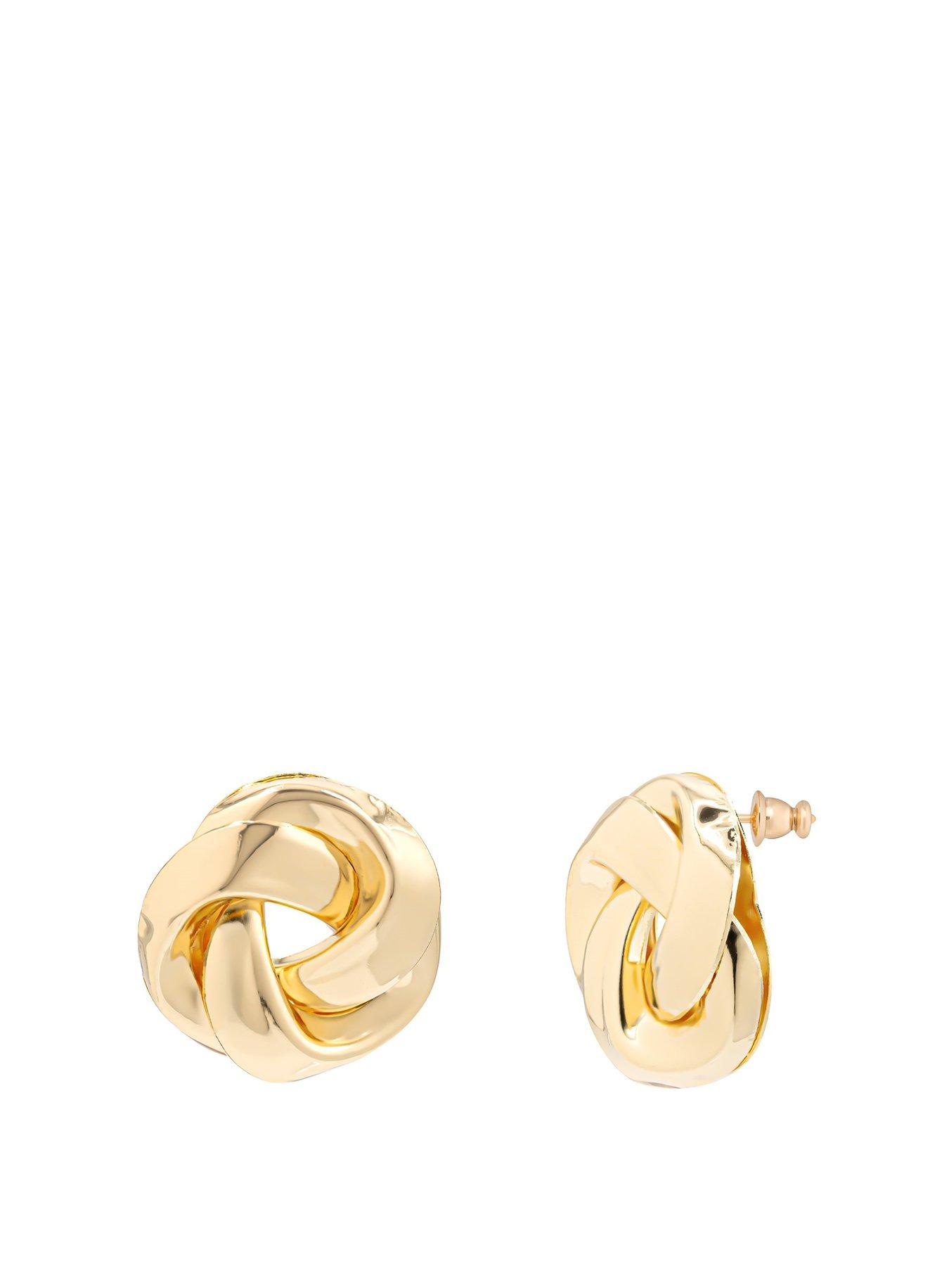 undefined Statement Gold Plated Knot Stud Earrings