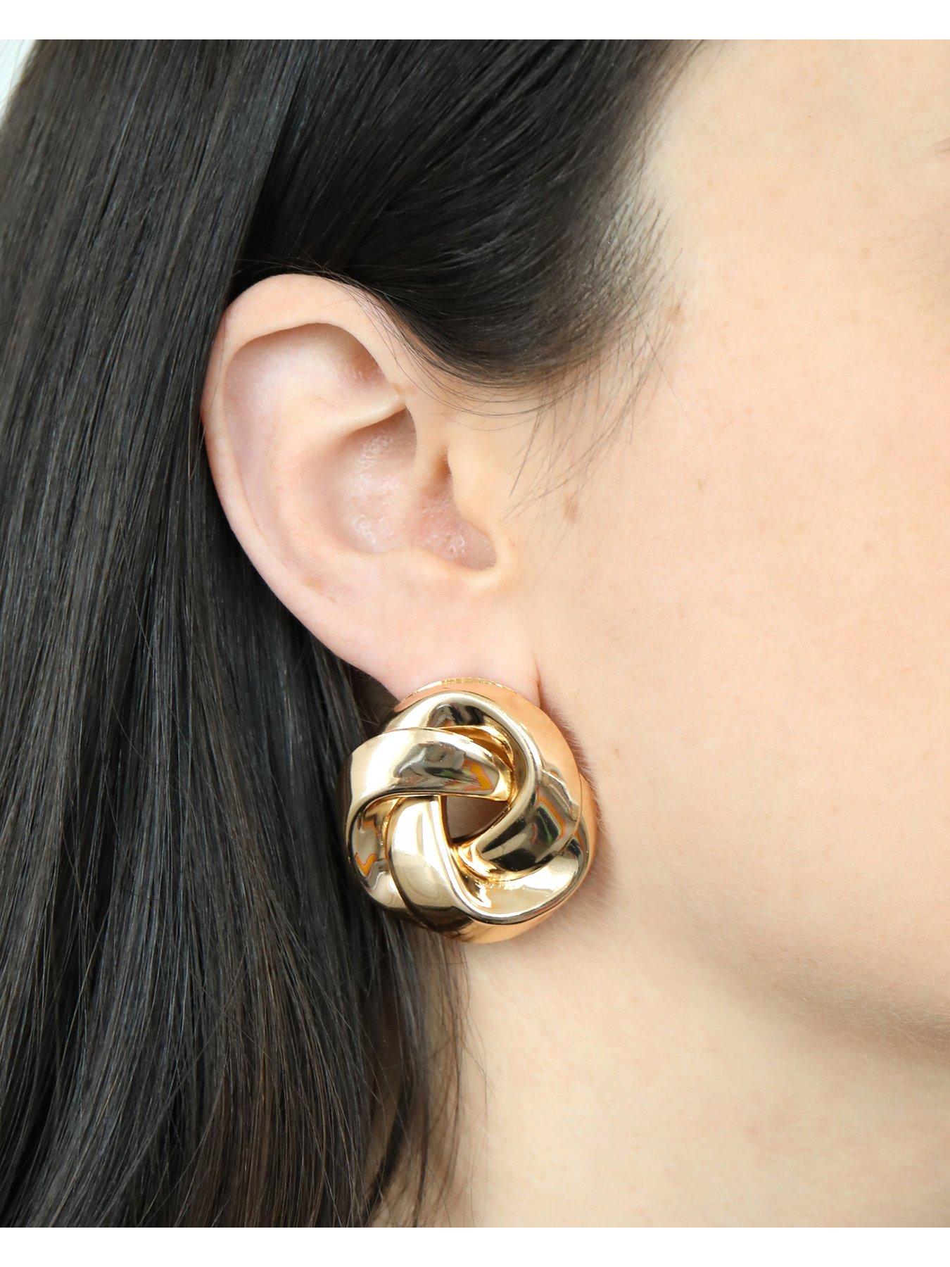  image of v-by-very-statement-gold-plated-knot-stud-earrings