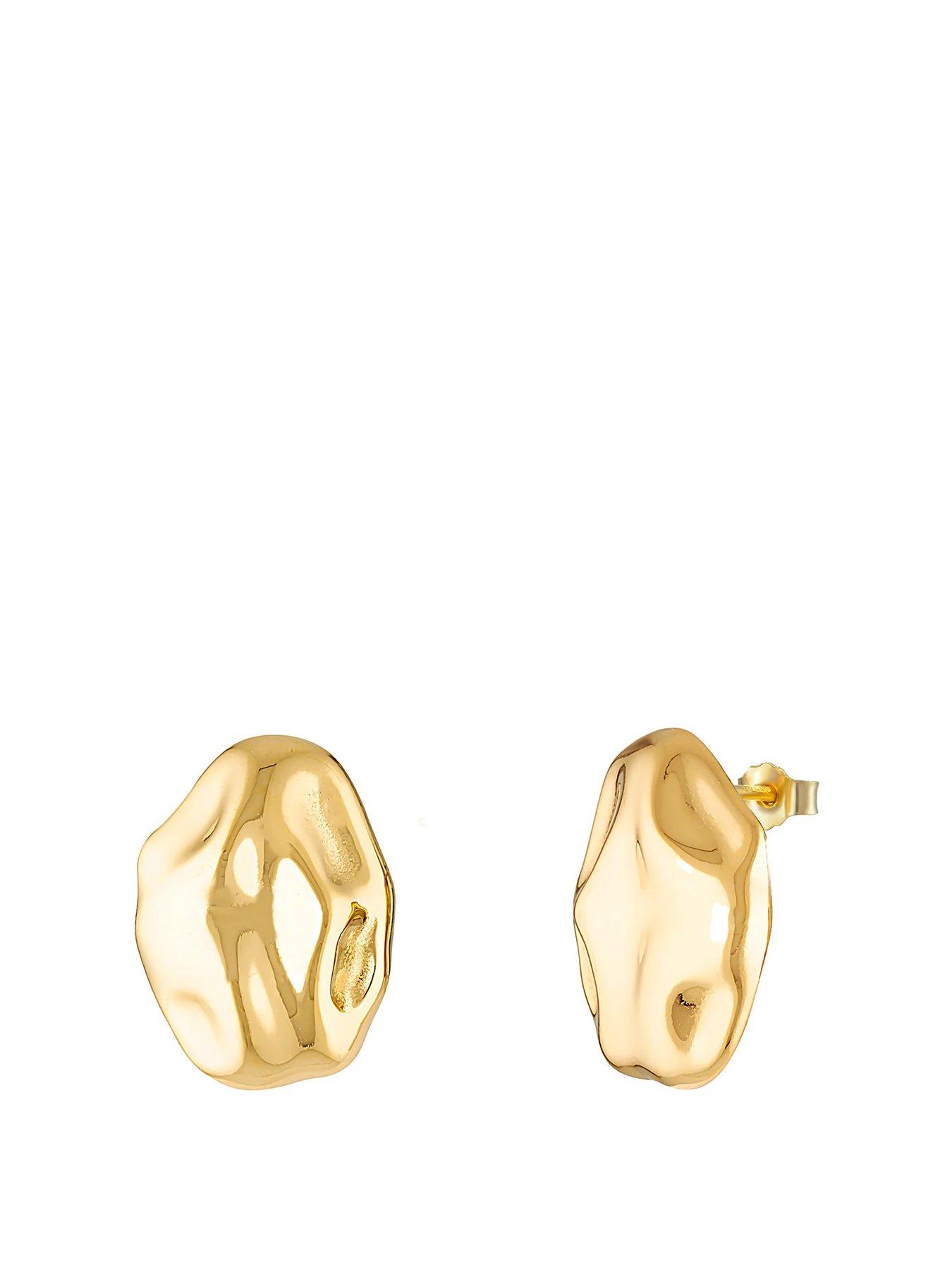 undefined Statement Gold Plated Molten Stud Earrings