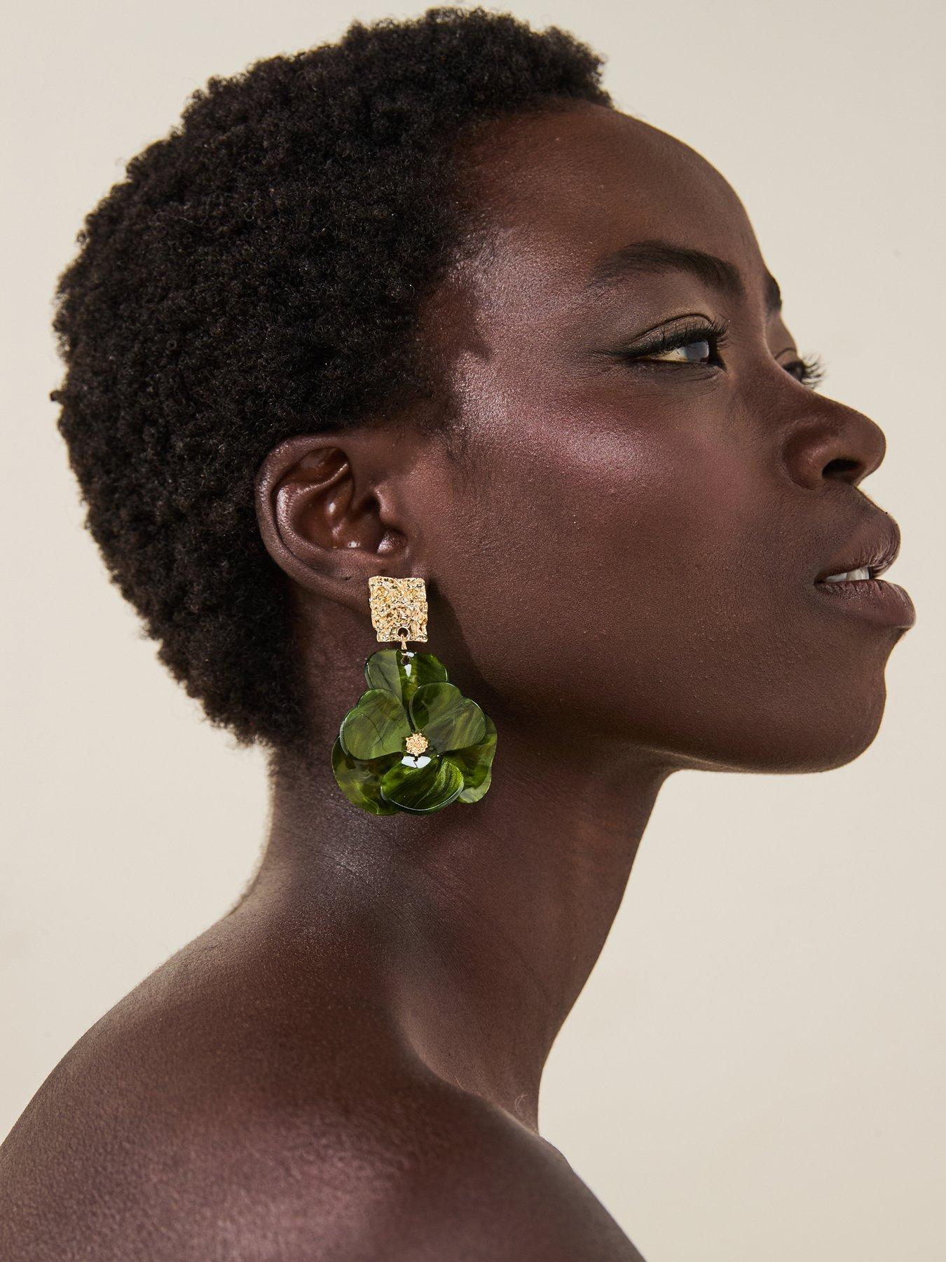 v-by-very-gold-plated-green-flower-drop-earrings