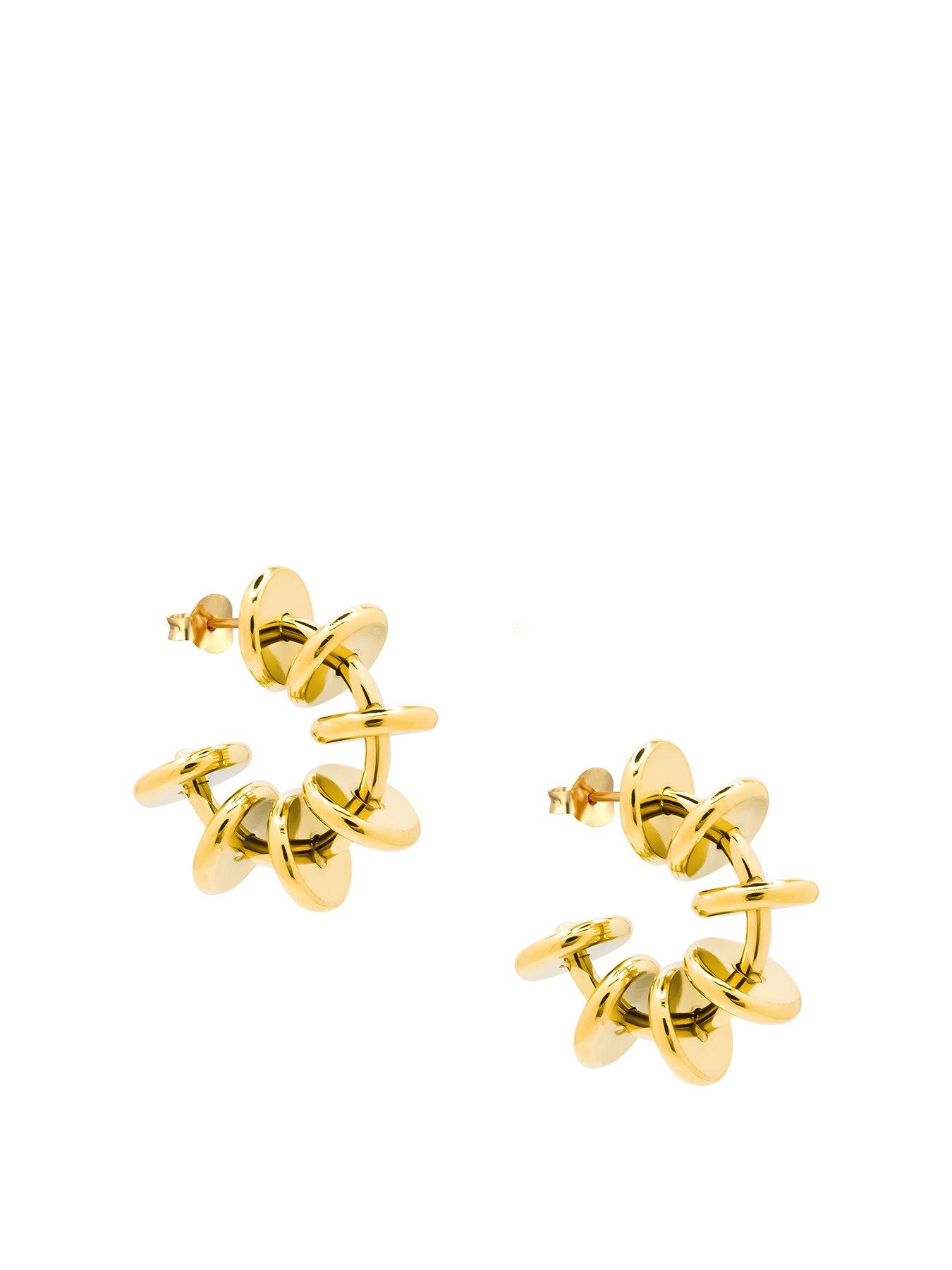 undefined Gold Plated Chunky Ribbed Hoop Earrings