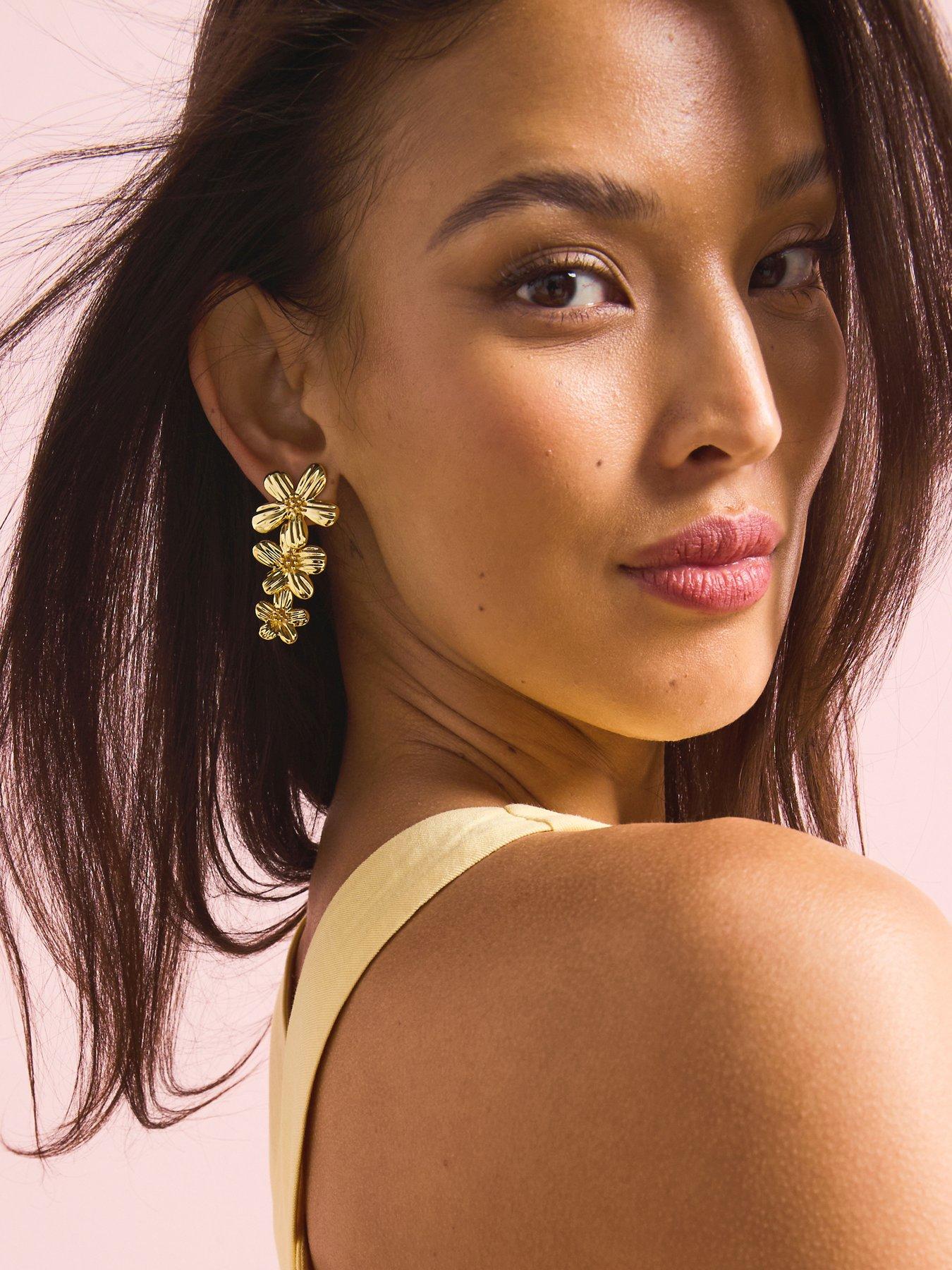 v-by-very-gold-plated-oversized-floral-dropper-earrings