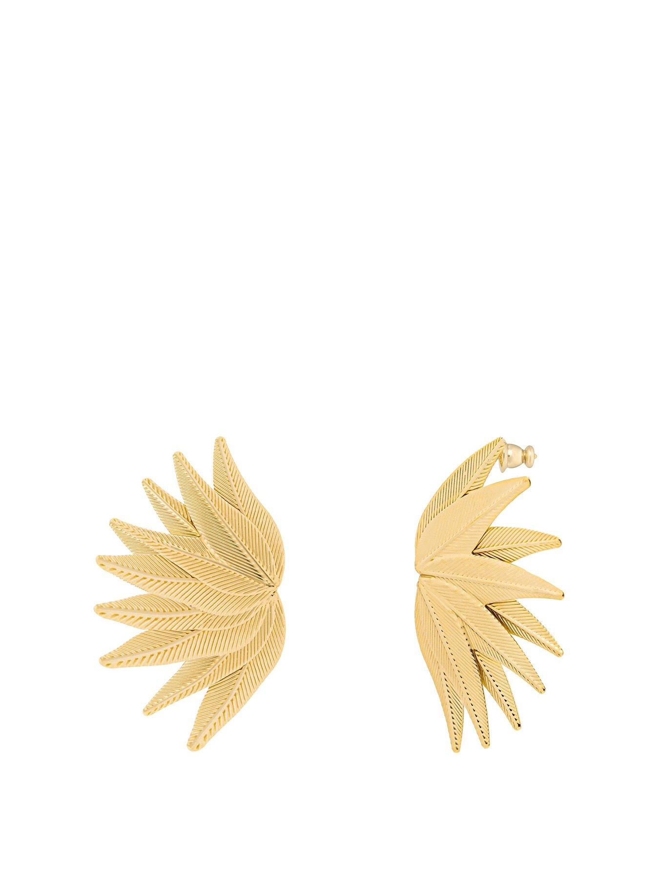  image of v-by-very-gold-plated-statement-floral-stud-earrings
