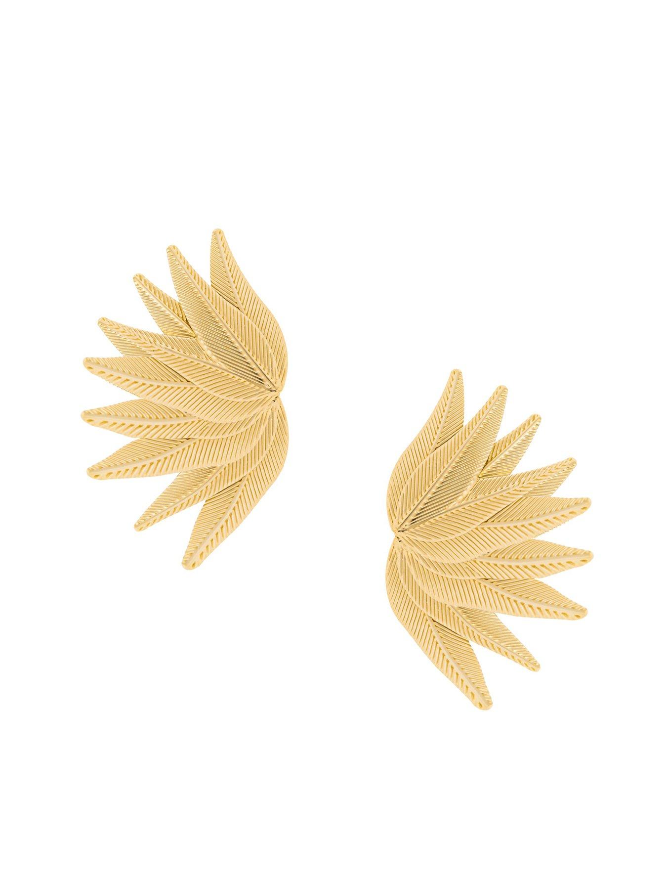  image of v-by-very-gold-plated-statement-floral-stud-earrings
