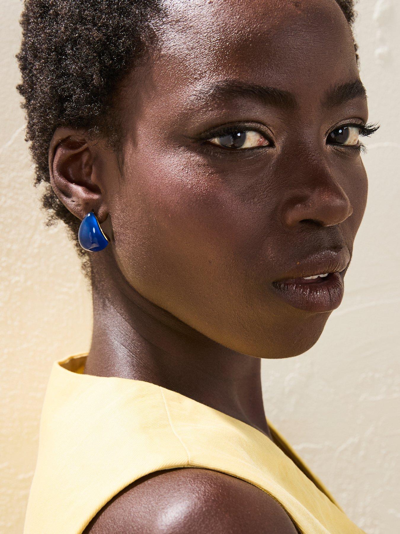v-by-very-gold-plated-blue-resin-molten-teardrop-stud-earrings