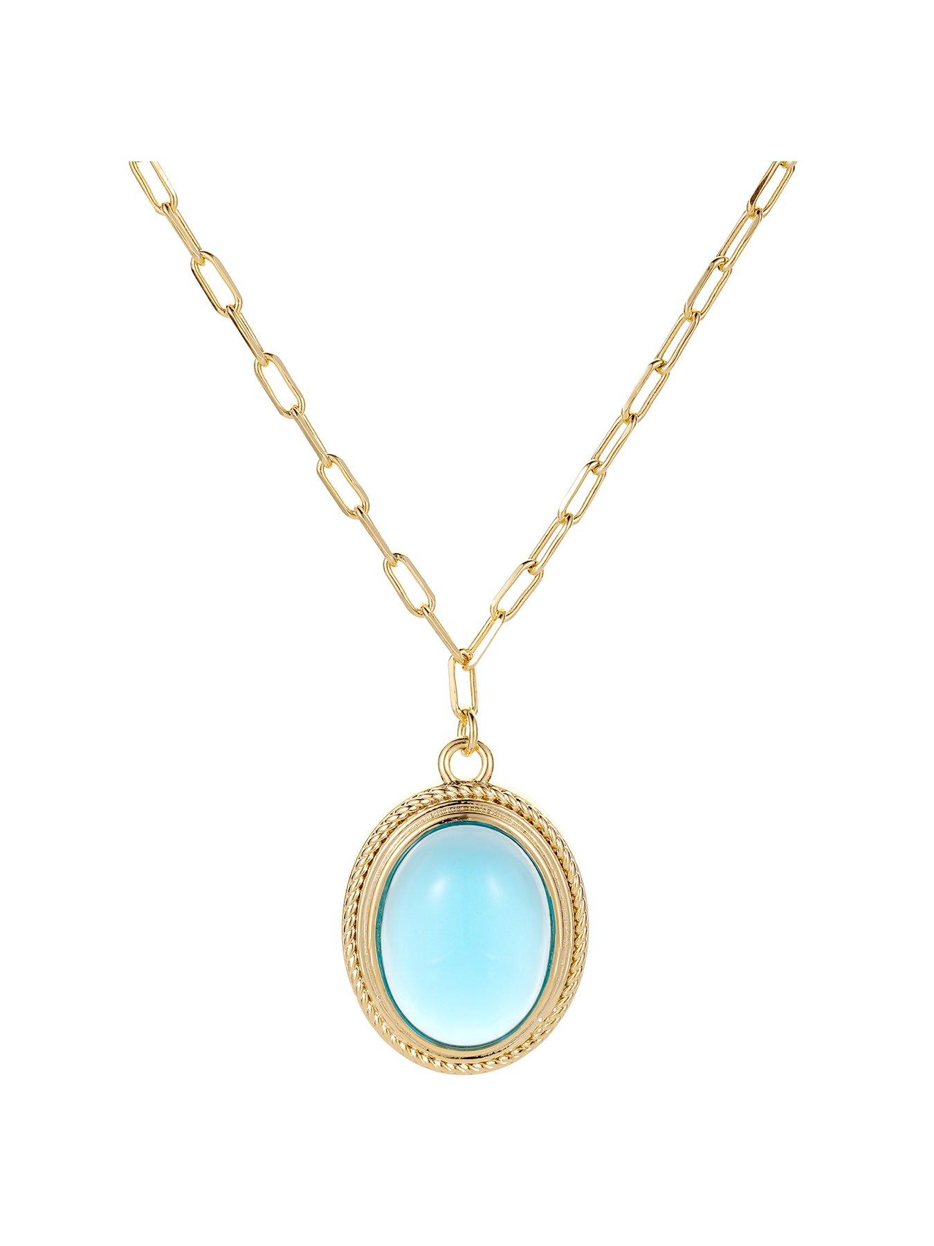 undefined Gold Plated Aqua Pendant Necklace
