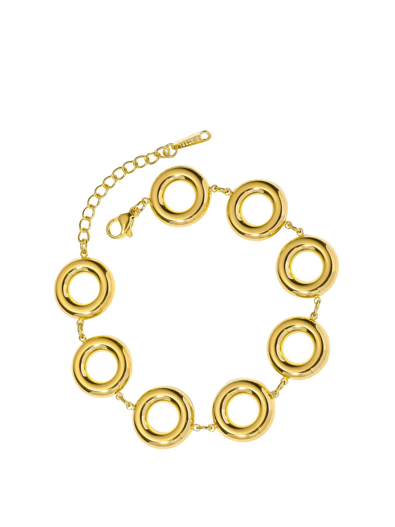 undefined Gold Plated Geometric Circular Chain Bracelet