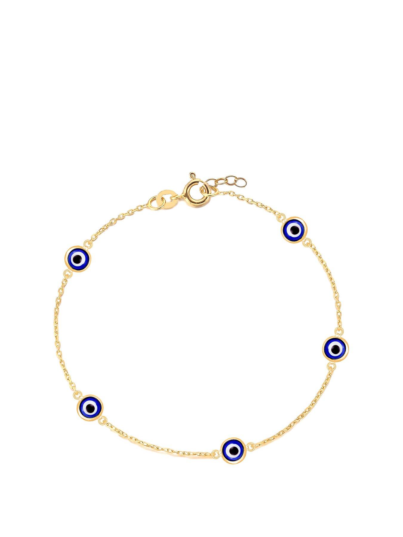 Image 1 of 3 of V by Very Plated Sterling Siver Evil Eye Charm Anklet - Gold