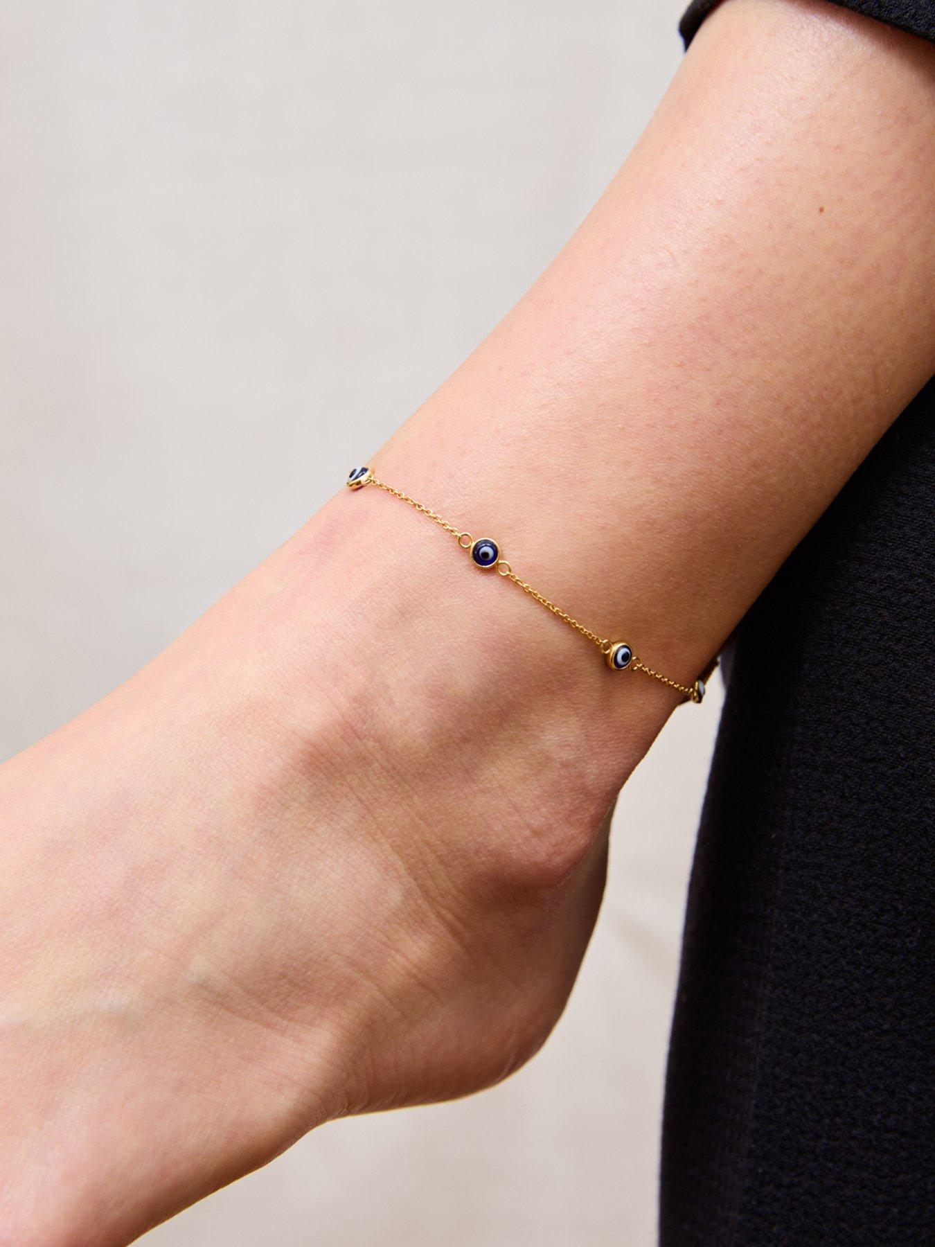 Image 2 of 3 of V by Very Plated Sterling Siver Evil Eye Charm Anklet - Gold