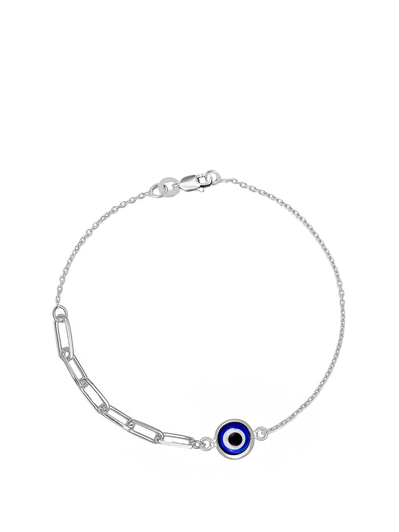 V by Very Sterling Silver Evil Eye Chain Bracelet