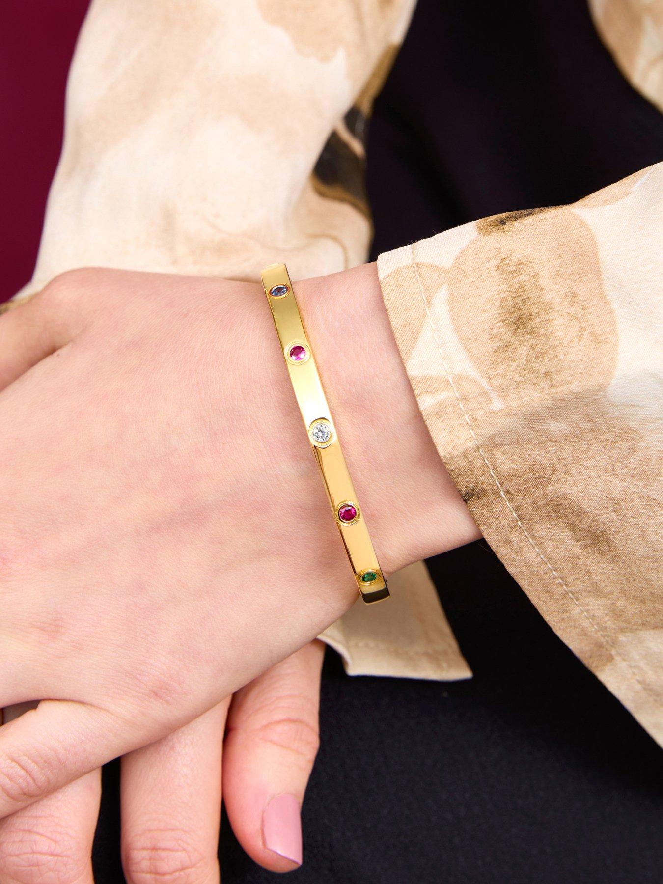  image of v-by-very-gold-plated-multi-cz-bangle