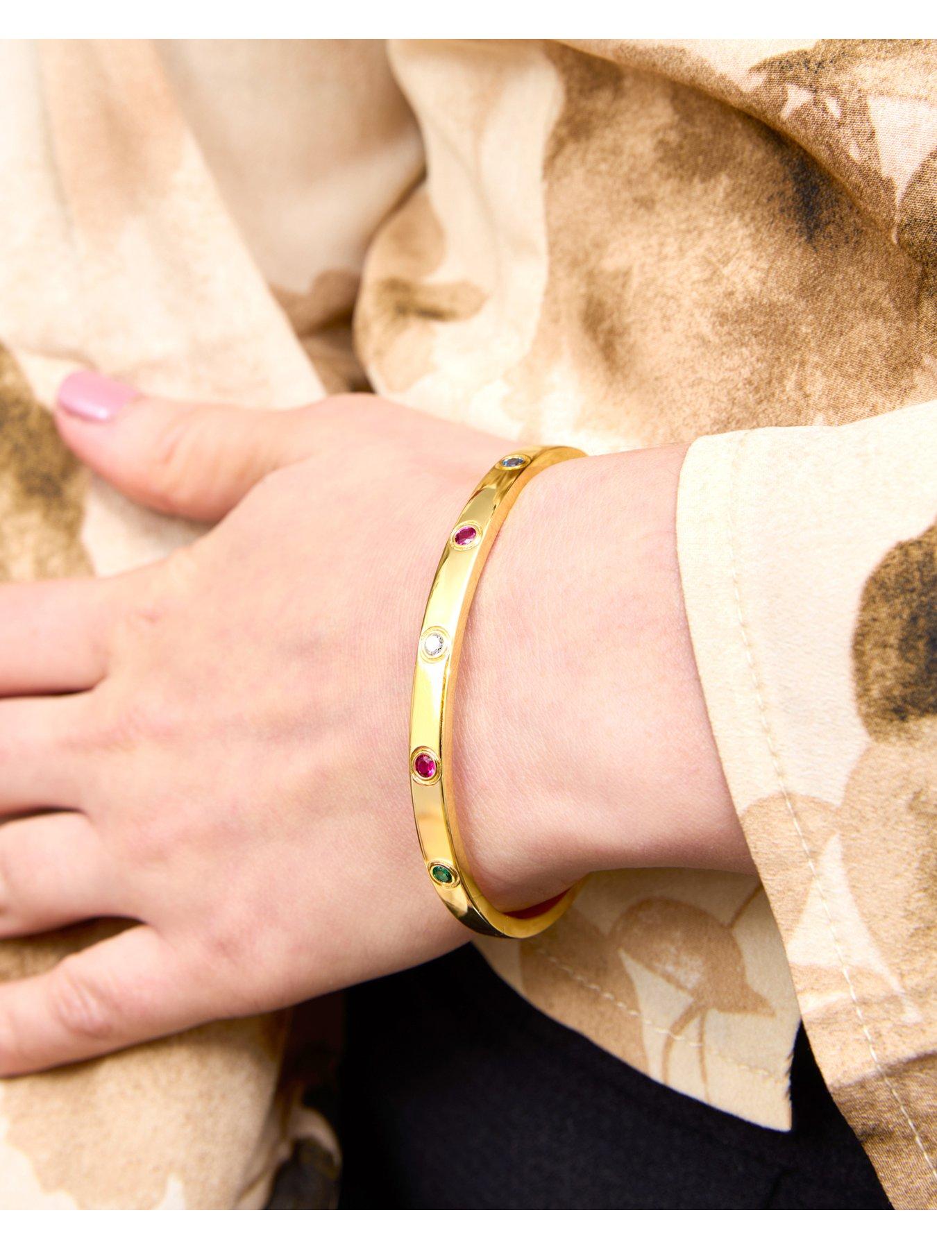  image of v-by-very-gold-plated-multi-cz-bangle
