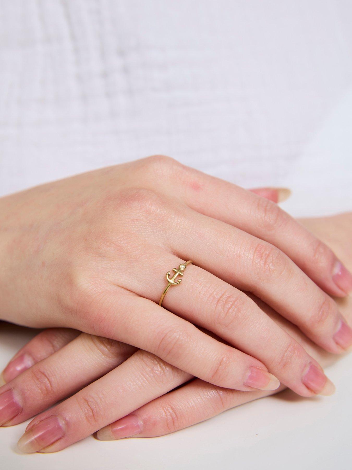 Image 2 of 4 of V by Very Dainty Gold Plated Sterling Silver Anchor Ring