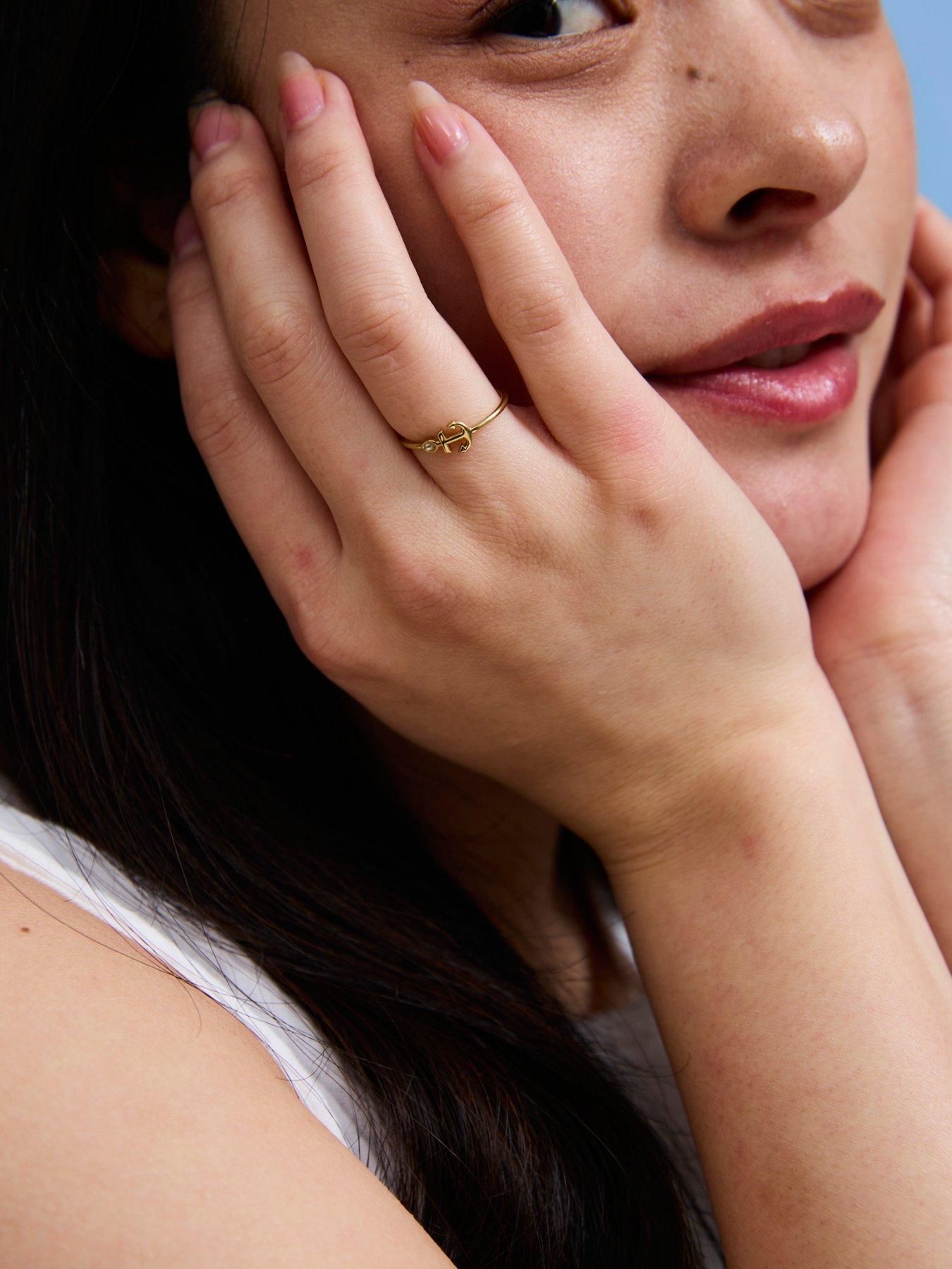 Image 3 of 4 of V by Very Dainty Gold Plated Sterling Silver Anchor Ring