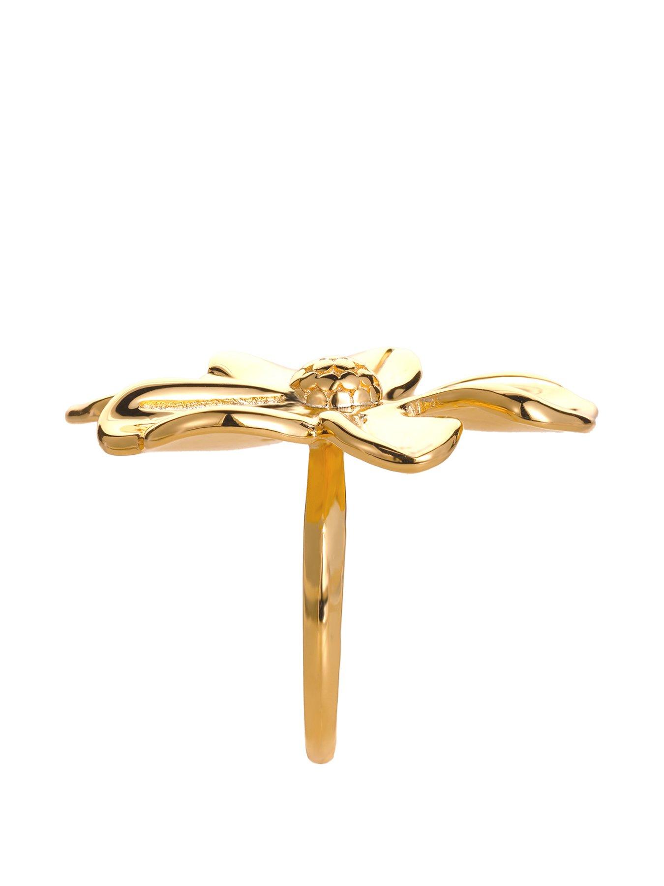  image of v-by-very-gold-plated-statement-floral-ring