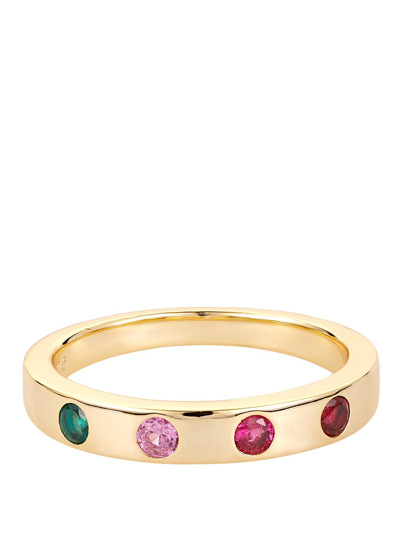 Image 1 of 5 of V by Very Sterling Silver Gold Plated Multi CZ Ring