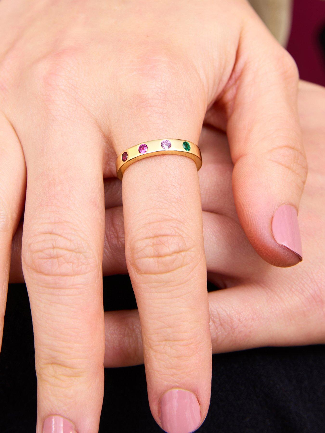 Image 2 of 5 of V by Very Sterling Silver Gold Plated Multi CZ Ring