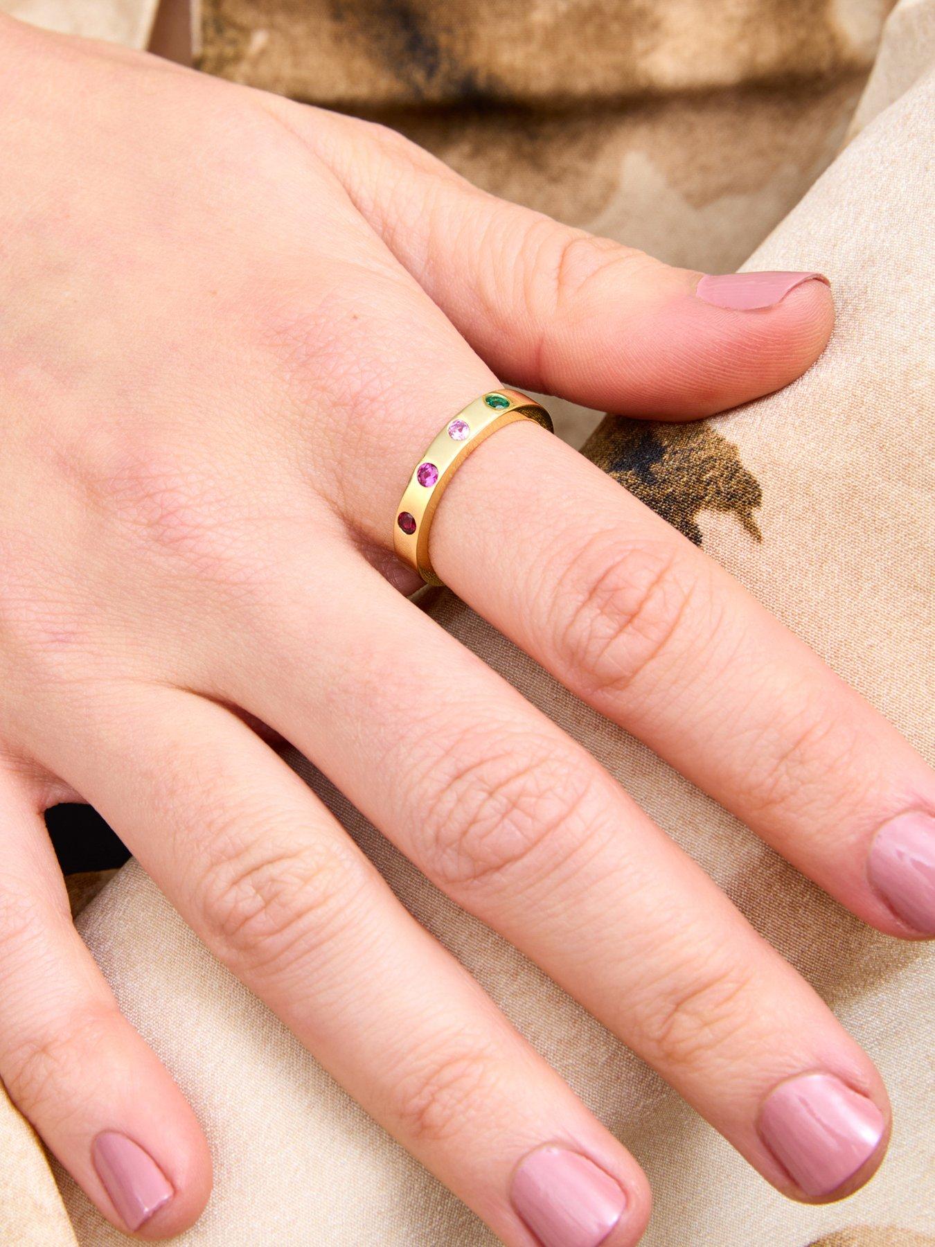 Image 3 of 5 of V by Very Sterling Silver Gold Plated Multi CZ Ring