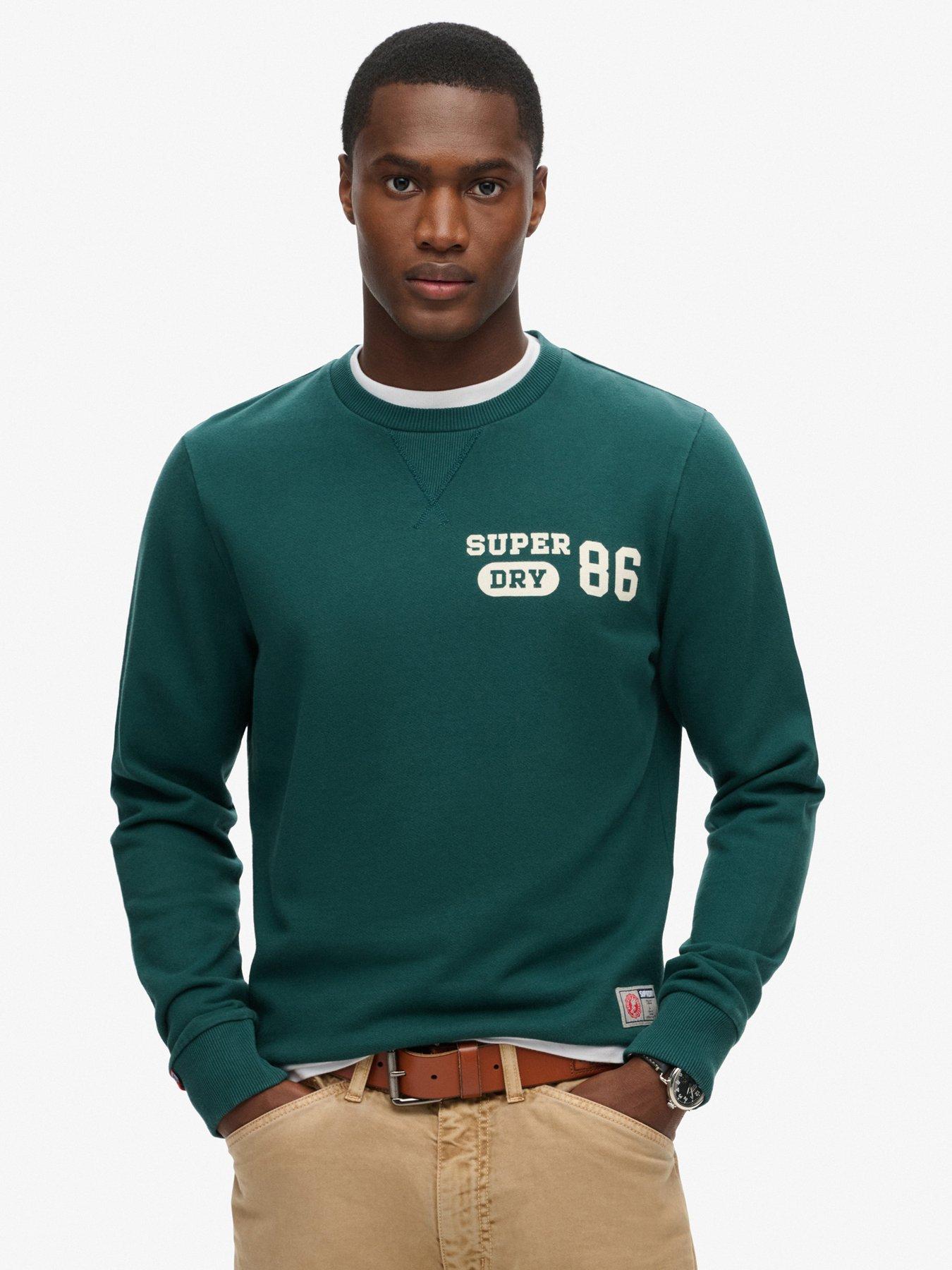 undefined Athletic Printed Logo Crew Neck Sweat Top - Dark Green